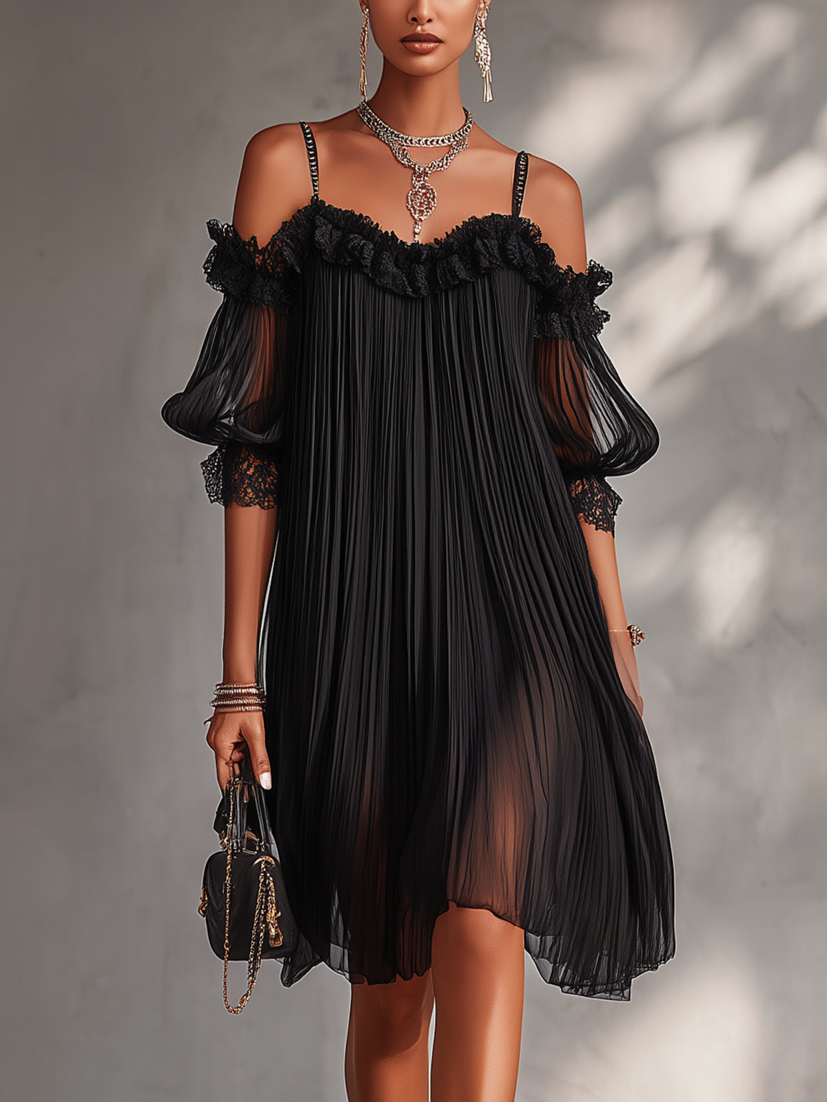 Nora | Off-Shoulder Lace-Trim Mini Dress