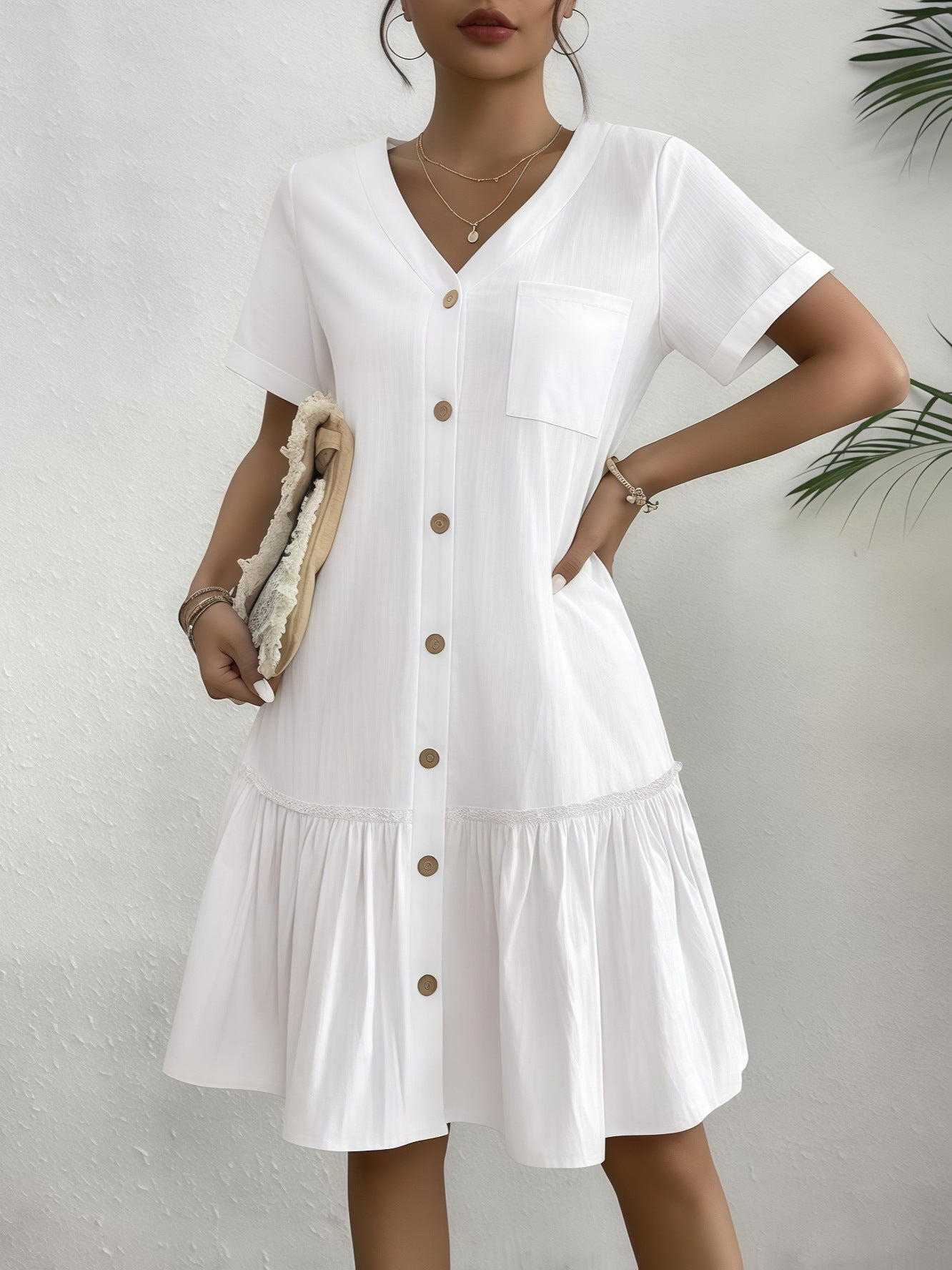 Women’s Flared One-Button Dress