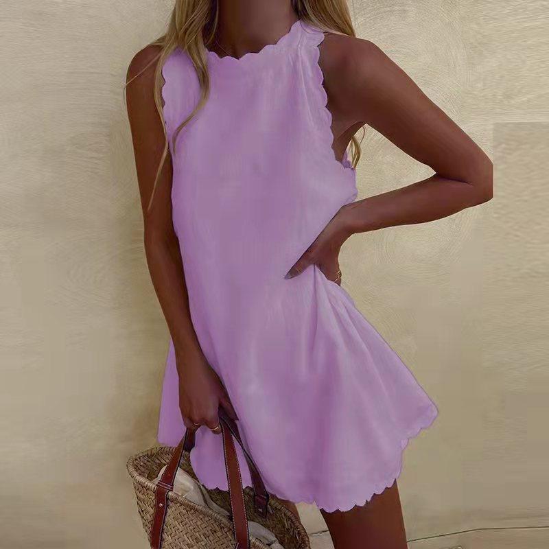 Chic Mini Dress with Wave Edge