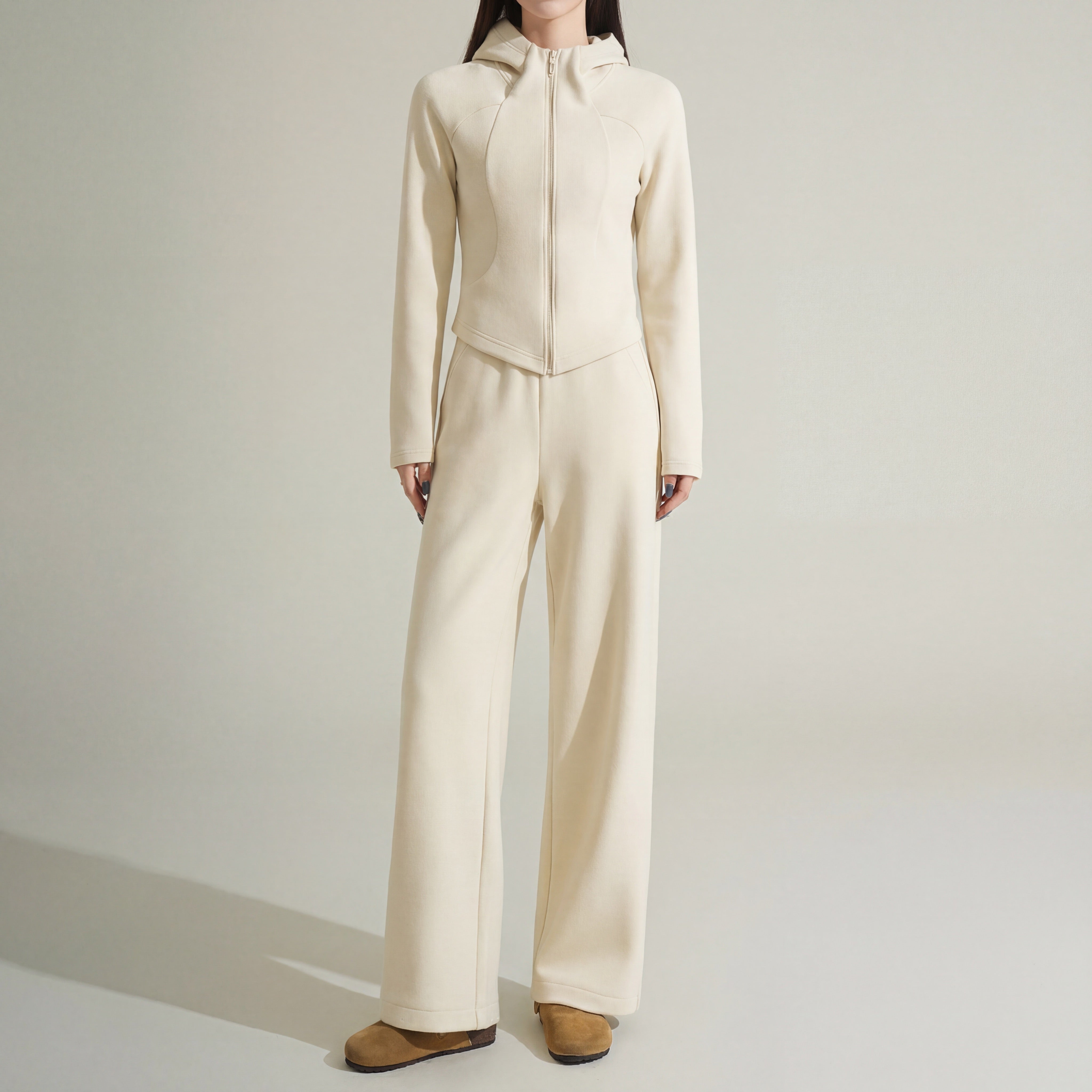 Brushed Knit Zip Hoodie & Pant Set