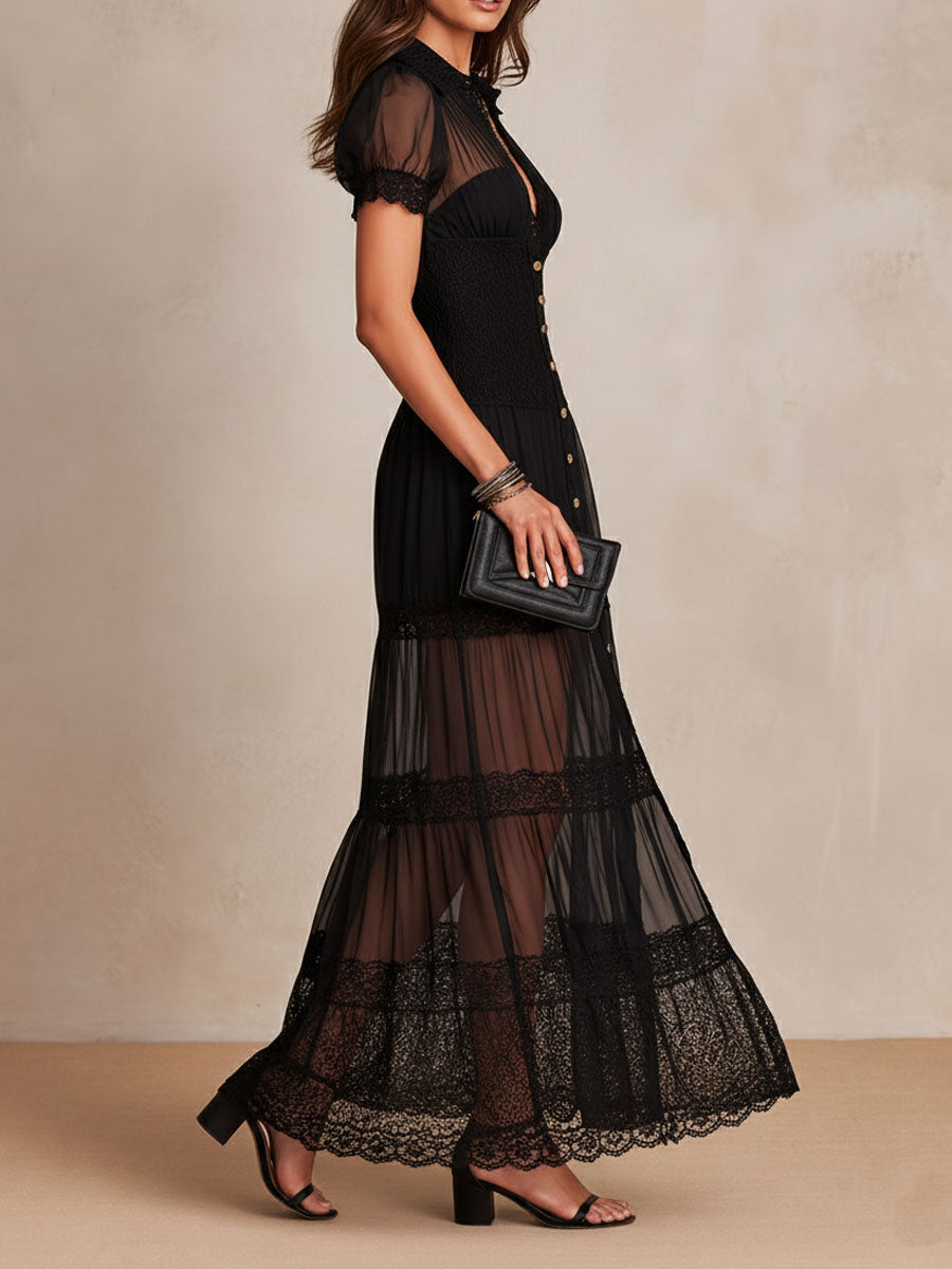 Sierra | Lace-Insert Maxi Dress
