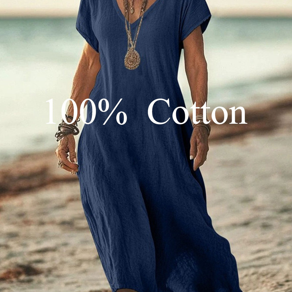 Angela | 100% cotton V-neck Maxi Dress