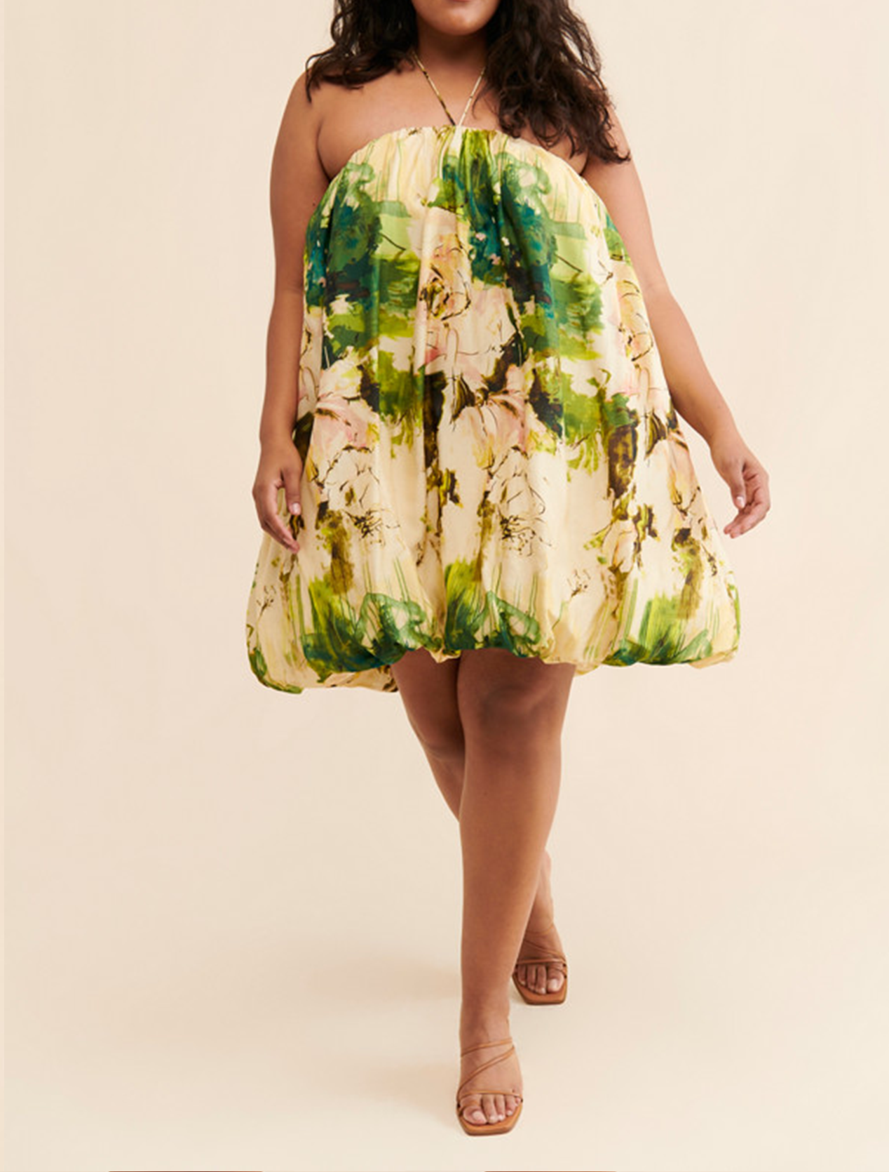 Mini Halter Dress in Bubble Green