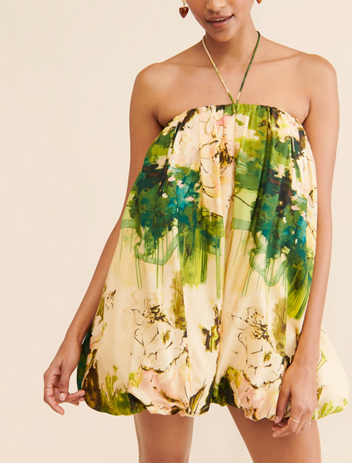 Mini Halter Dress in Bubble Green