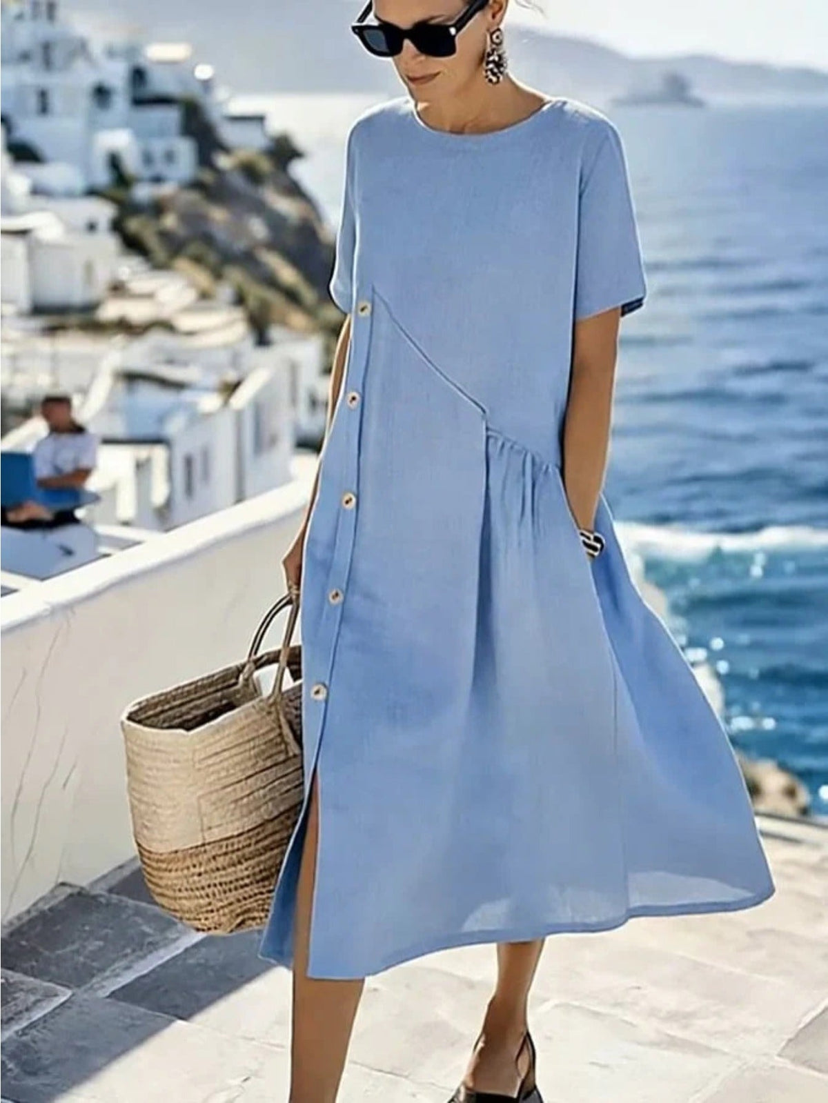 Anita | Smocked Waist Midi Dress with Pockets