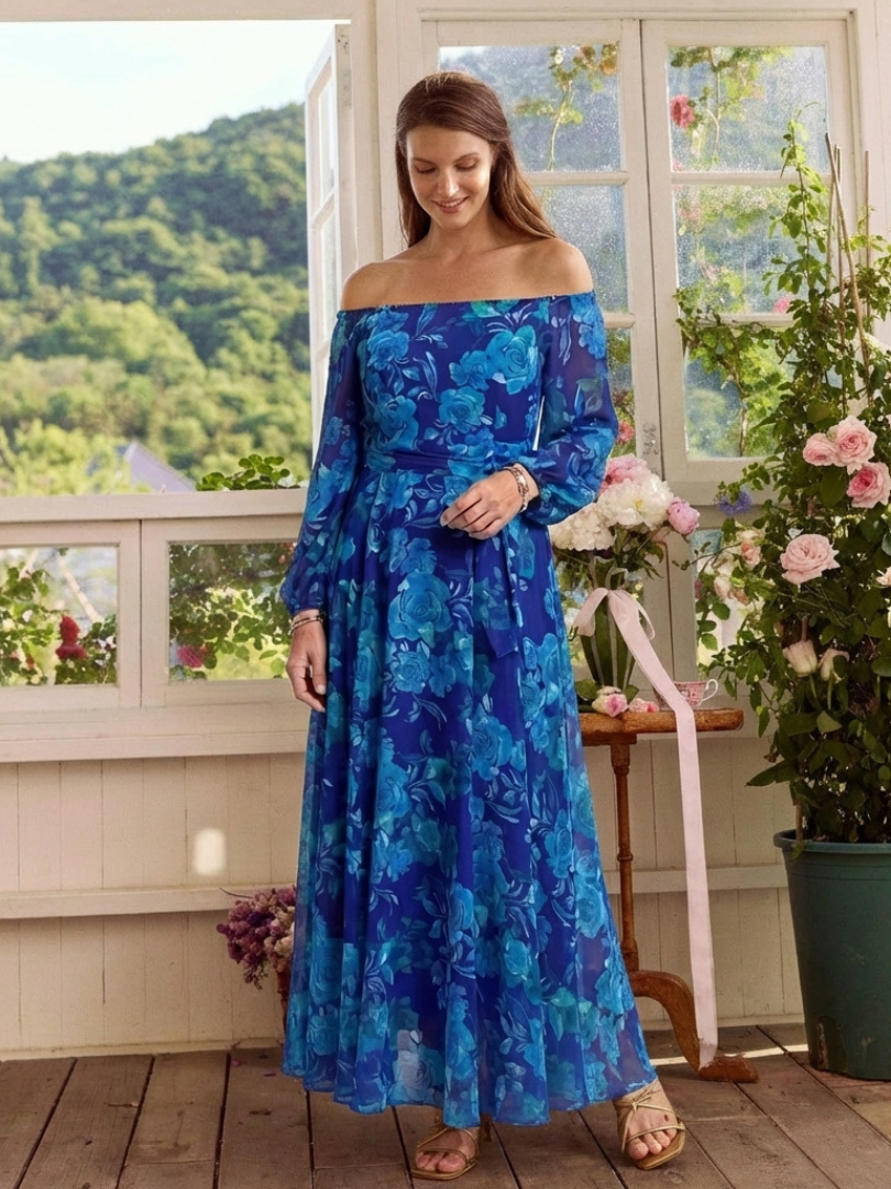 Ellis & Johnson™ | Off Shoulder Floral Maxi Dress