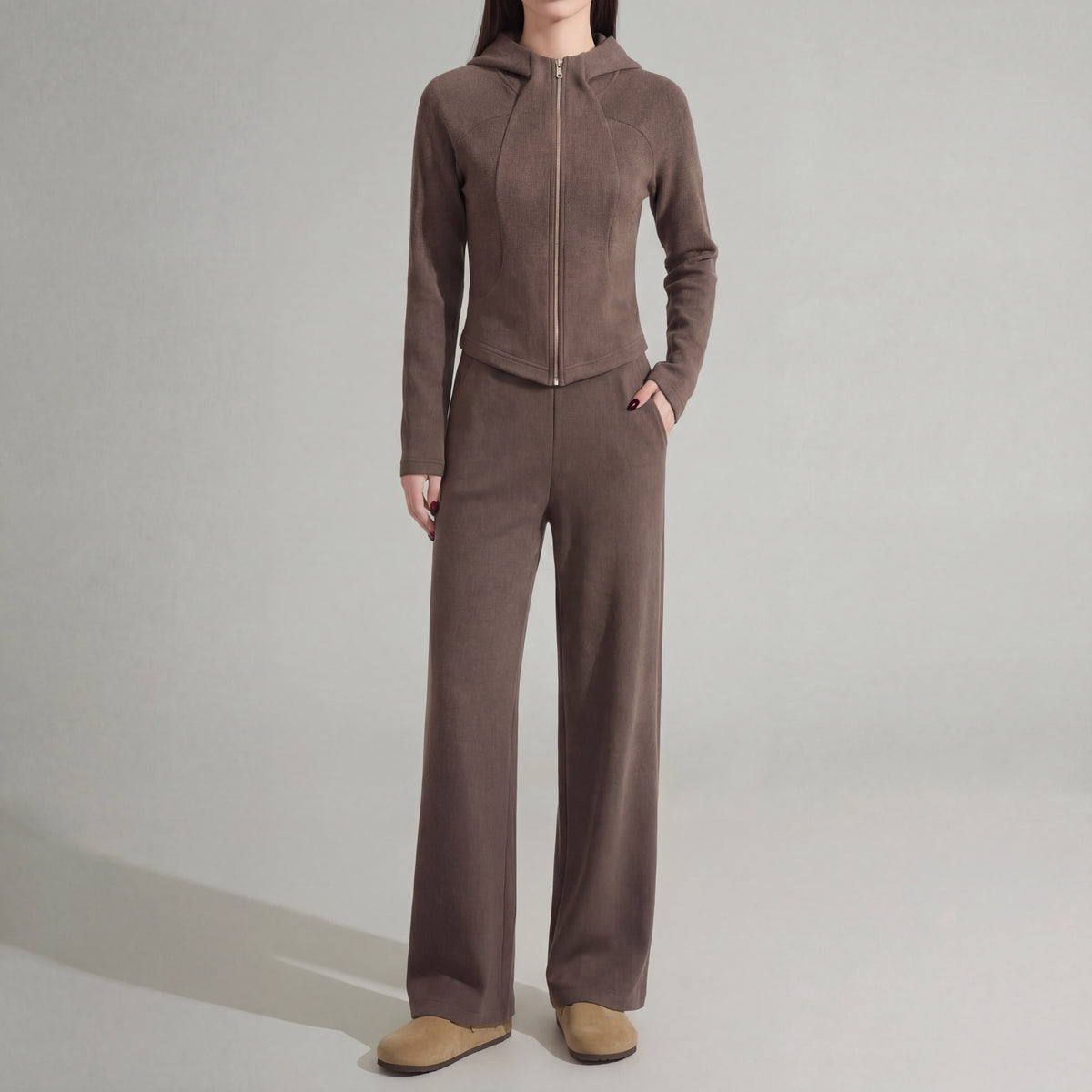 Brushed Knit Zip Hoodie & Pant Set