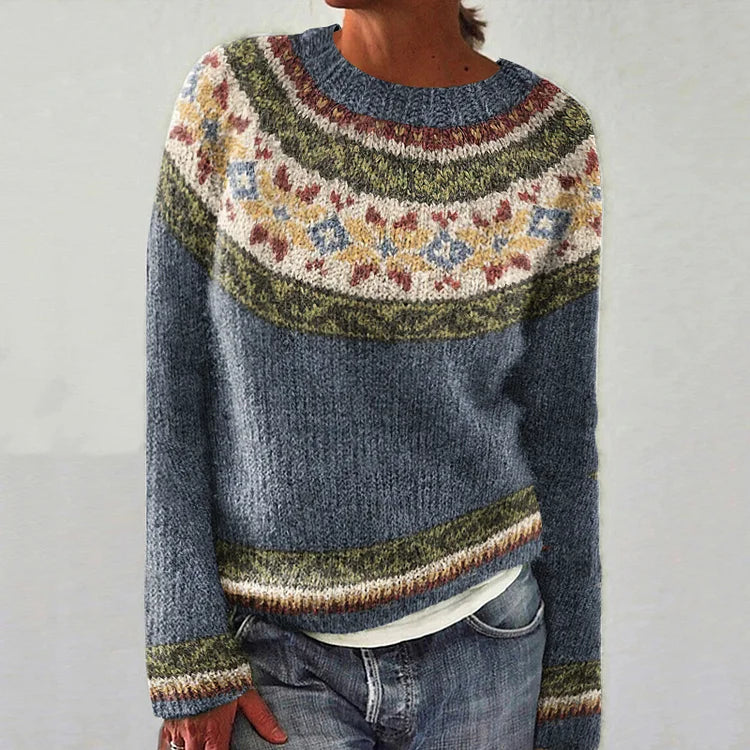 P|H - Blue Floral Yoke Knit Sweater Pamela