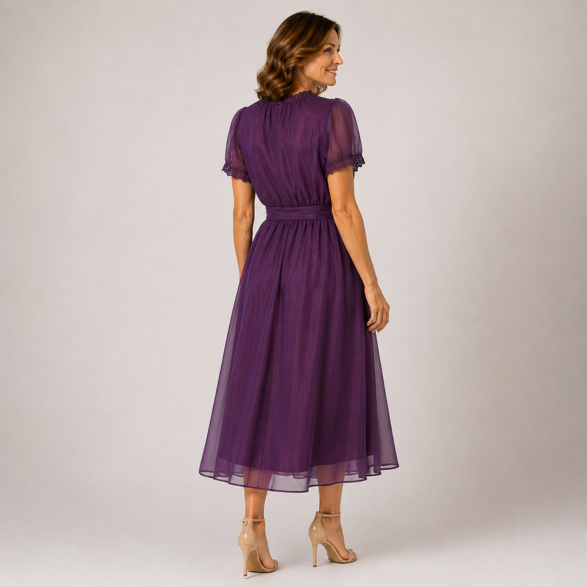 Celeste | Maxi Dress with Drop Neckline and Chiffon Lace Trim