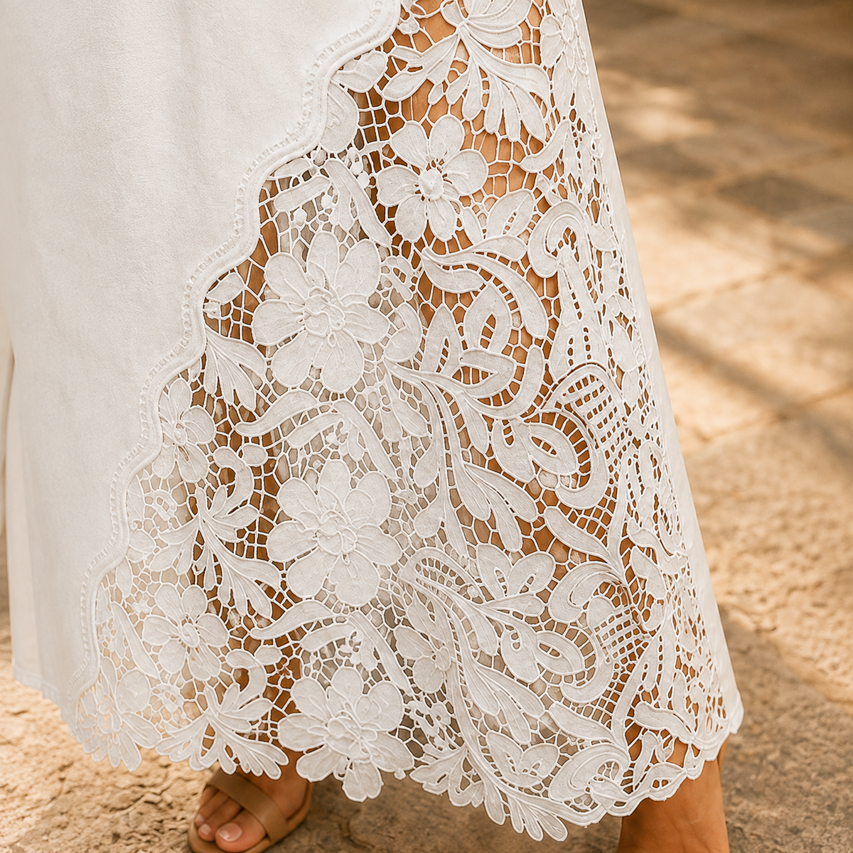 Maren Lace Denim Maxi Skirt