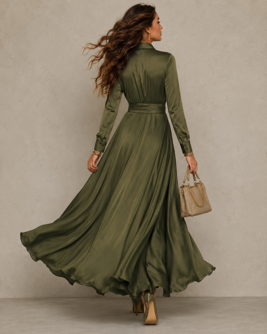ELVENA™ | Ruched Shirt Midi Dress