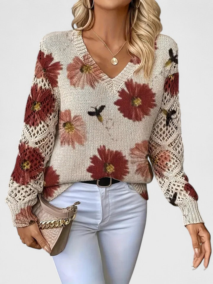 Kathleen | Floral Openwork Sweater