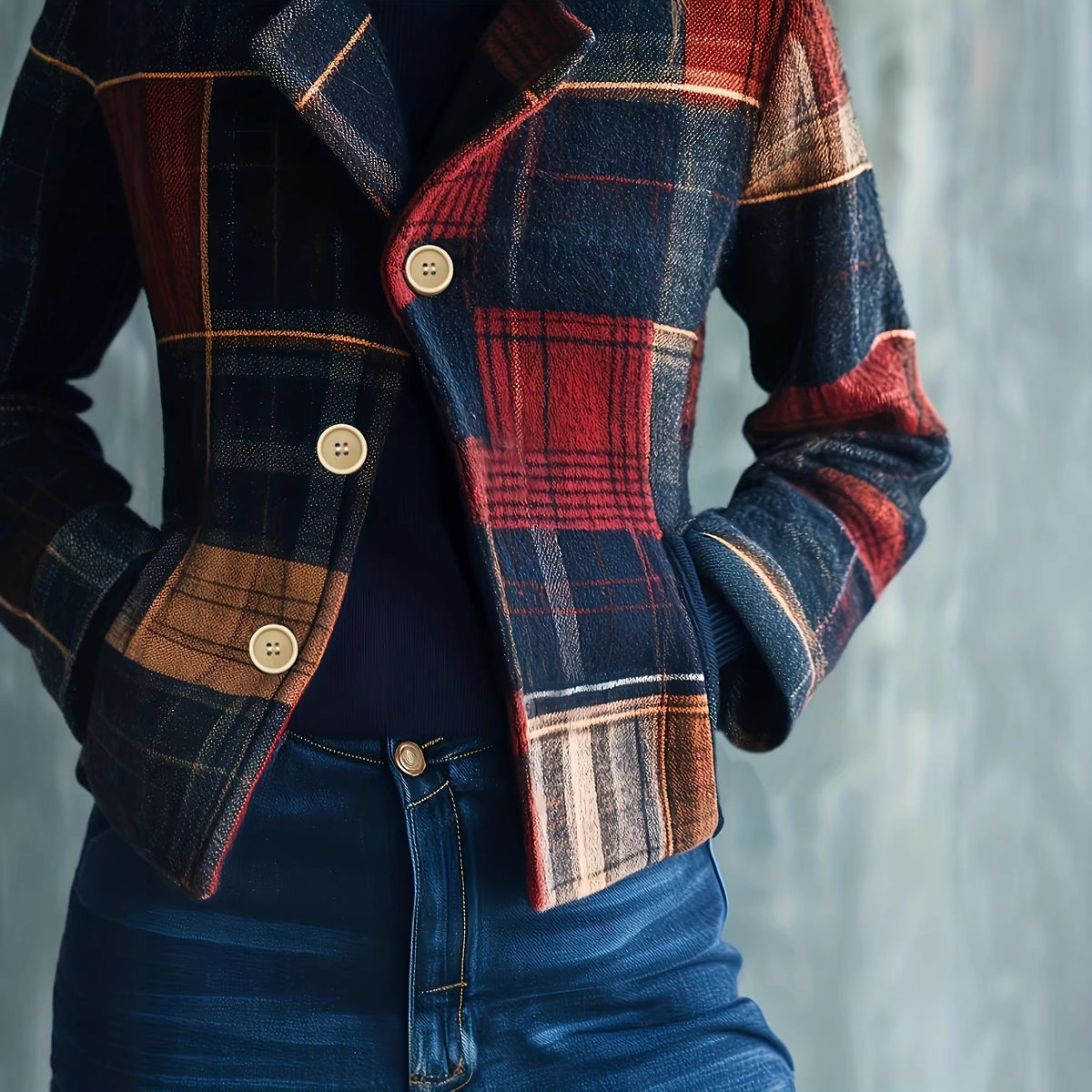 Piper | Classic Plaid Short Blazer Jacket