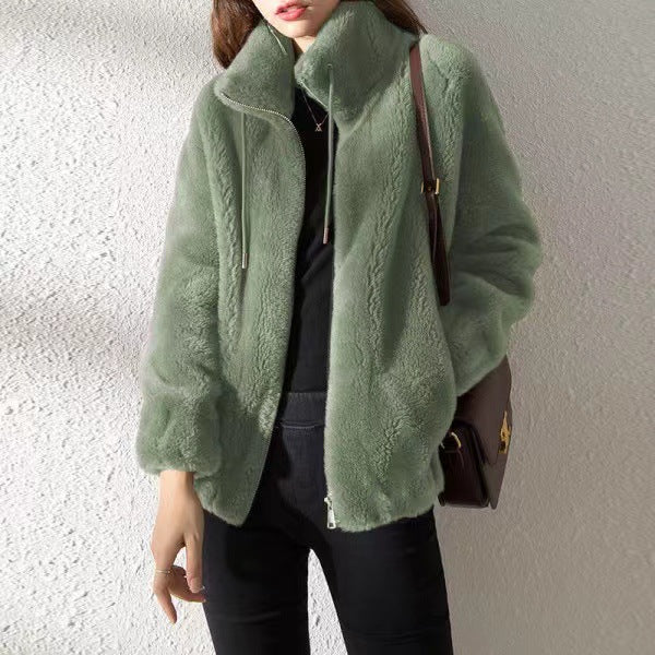 Willow | Plush Fleece Zip-Up Jacket with Stand Collar