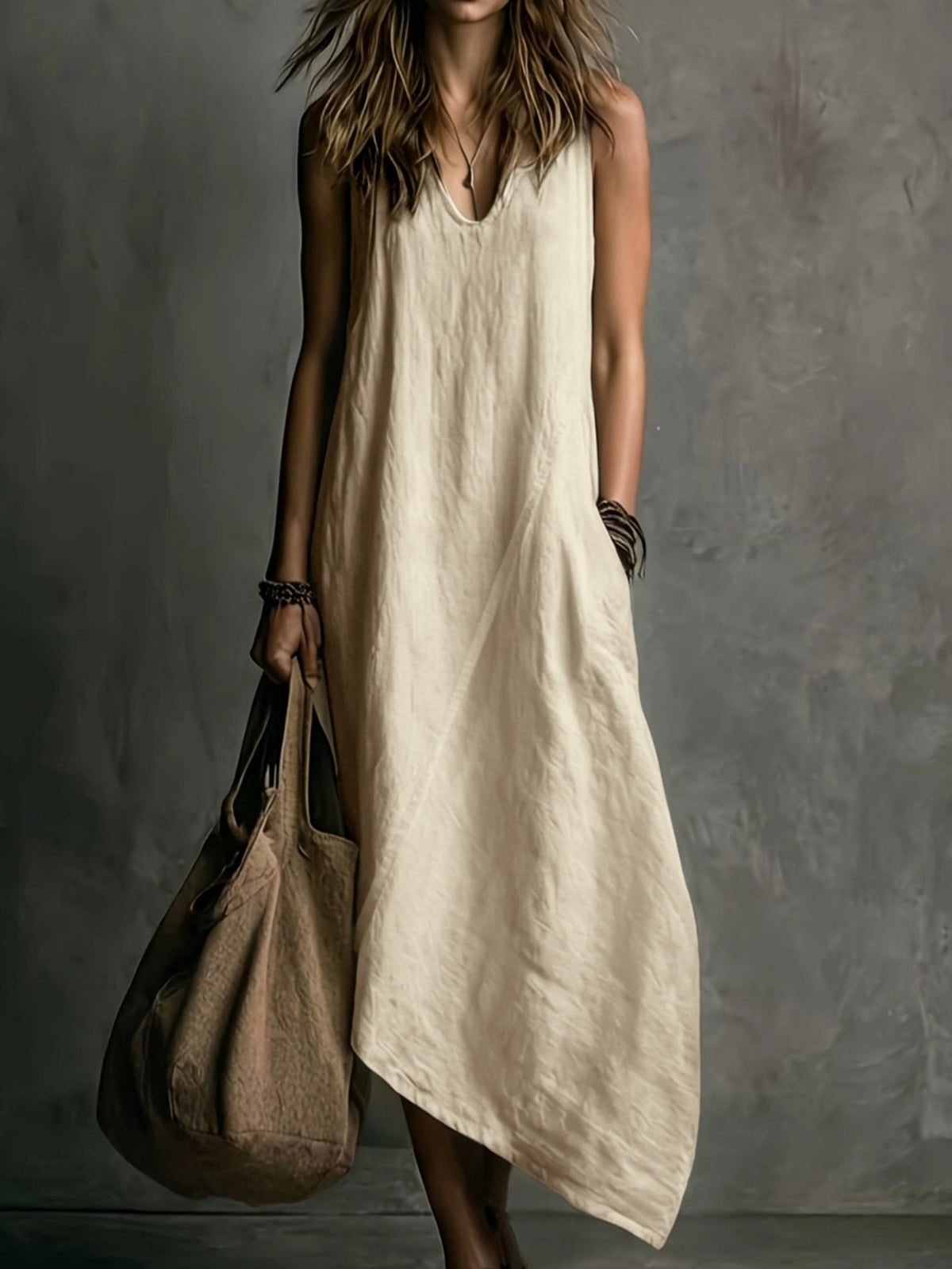 Amara Brown & Khaki Maxi Dress