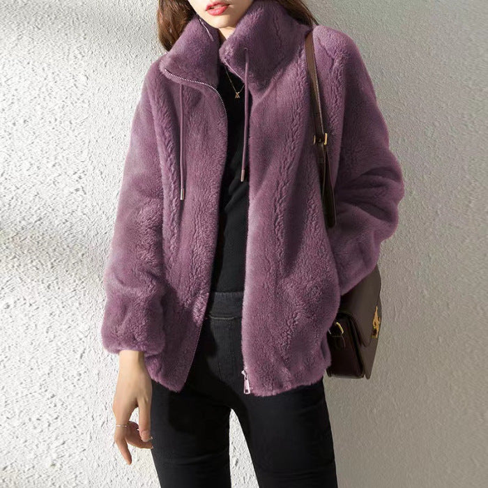 Willow | Plush Fleece Zip-Up Jacket with Stand Collar