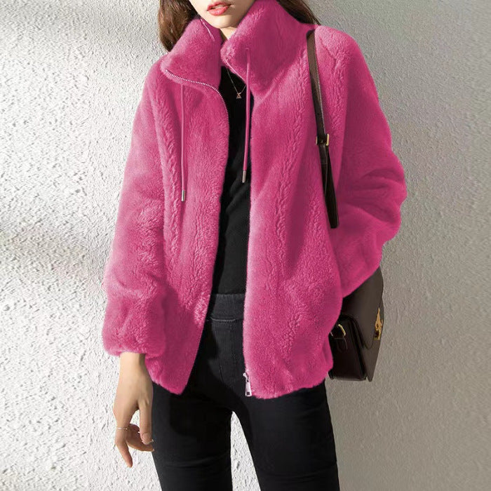 Willow | Plush Fleece Zip-Up Jacket with Stand Collar