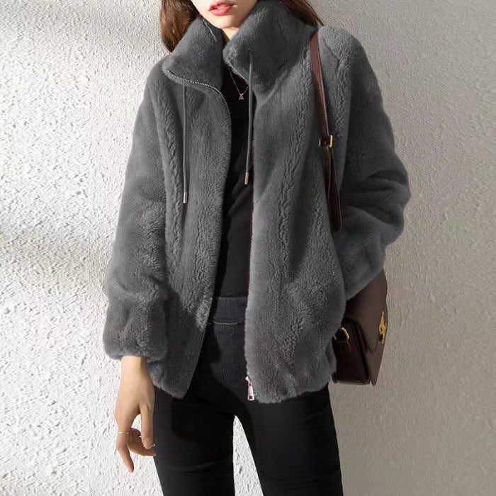 Willow | Plush Fleece Zip-Up Jacket with Stand Collar