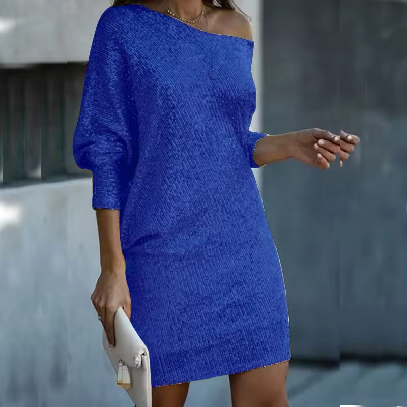 Elegant Mini Dress with Sequins Off-shoulder