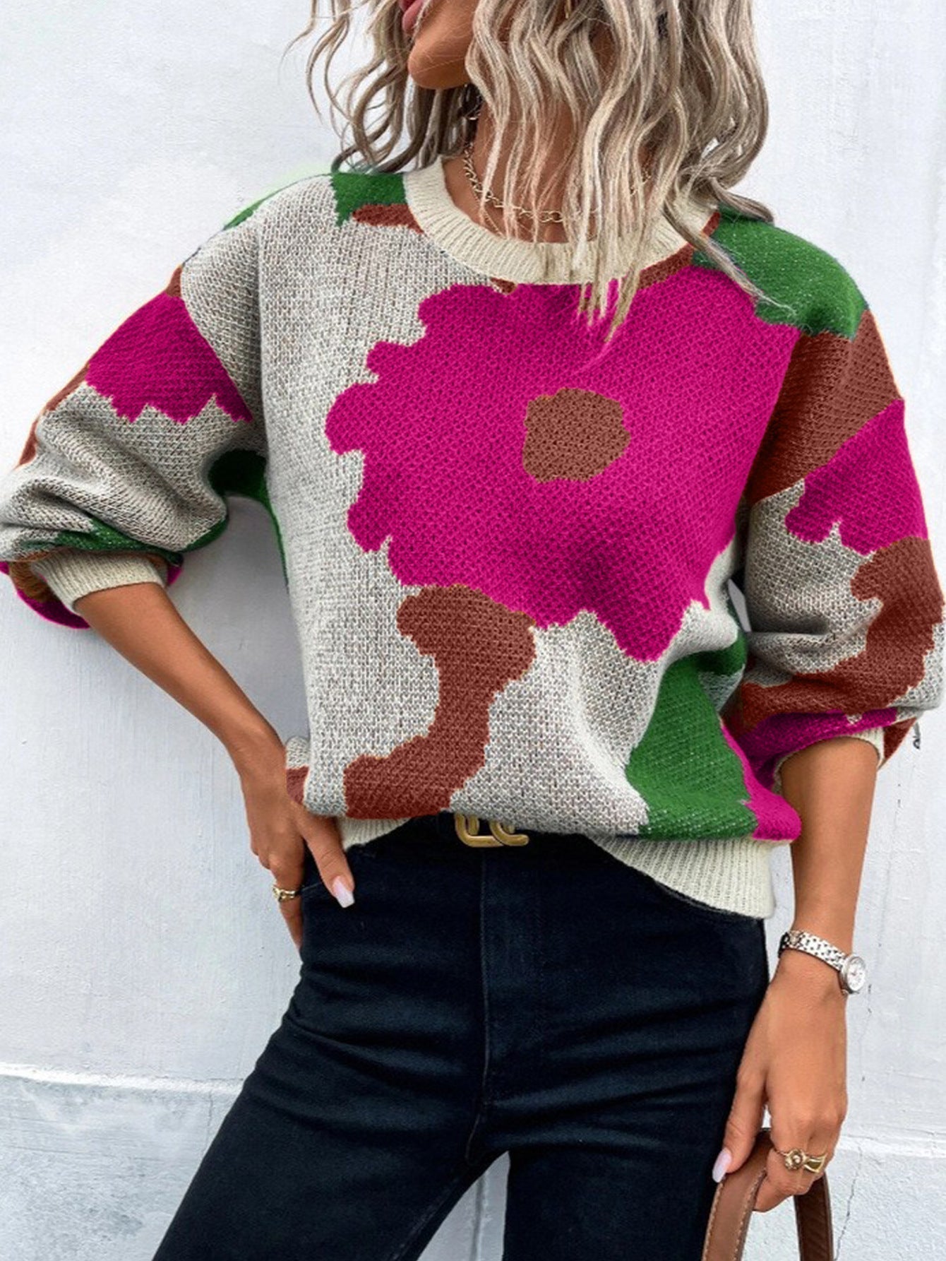 Camila | Artful Floral Knit Sweater
