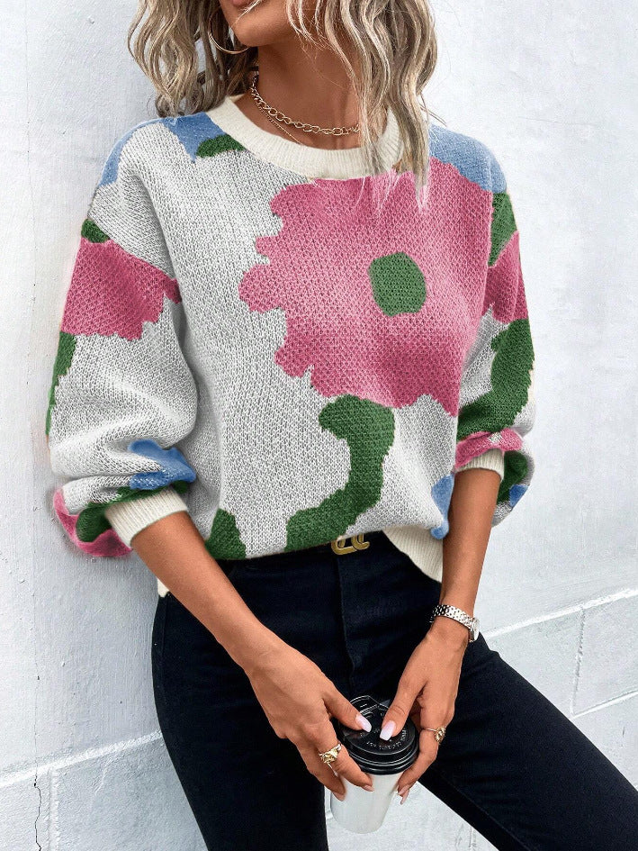 Camila | Artful Floral Knit Sweater