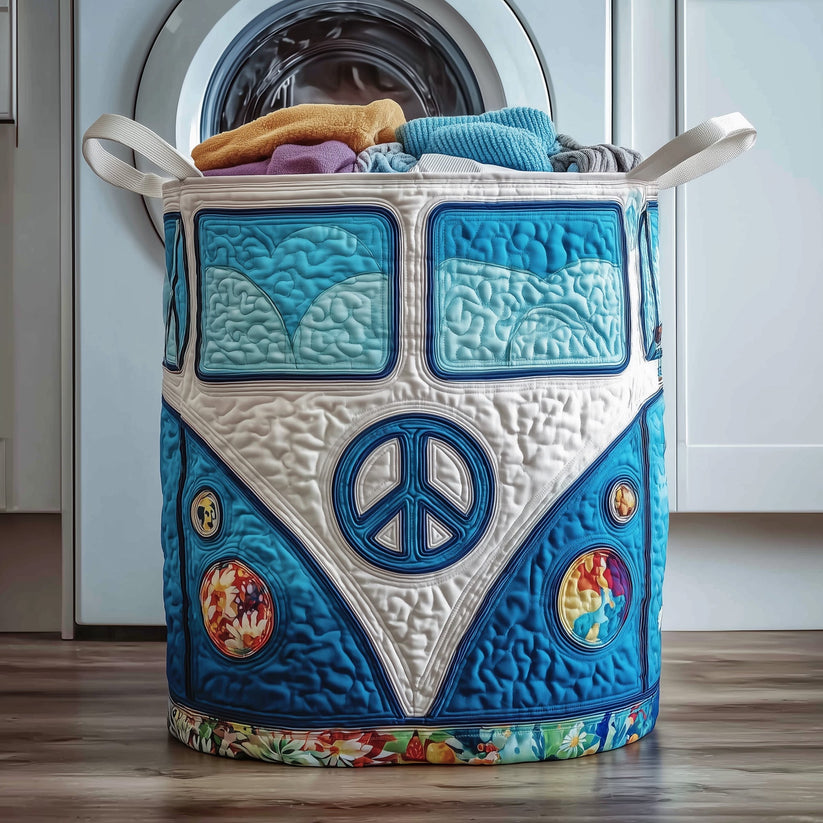 Hippie Van Quilted Laundry Basket