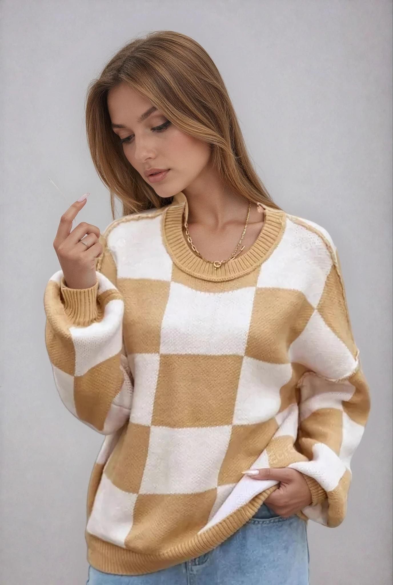 Wynne | Checkerboard Oversized Sweater