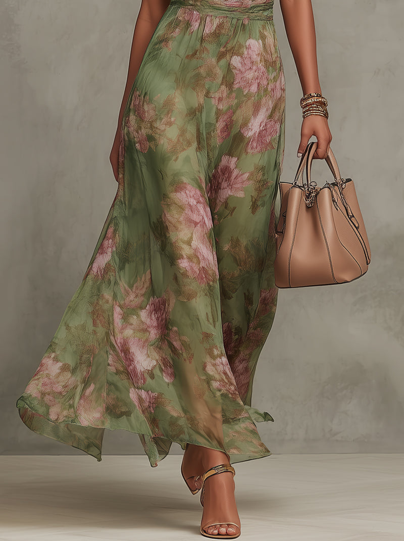 Sofia | Elegant Floral Maxi Halter Dress