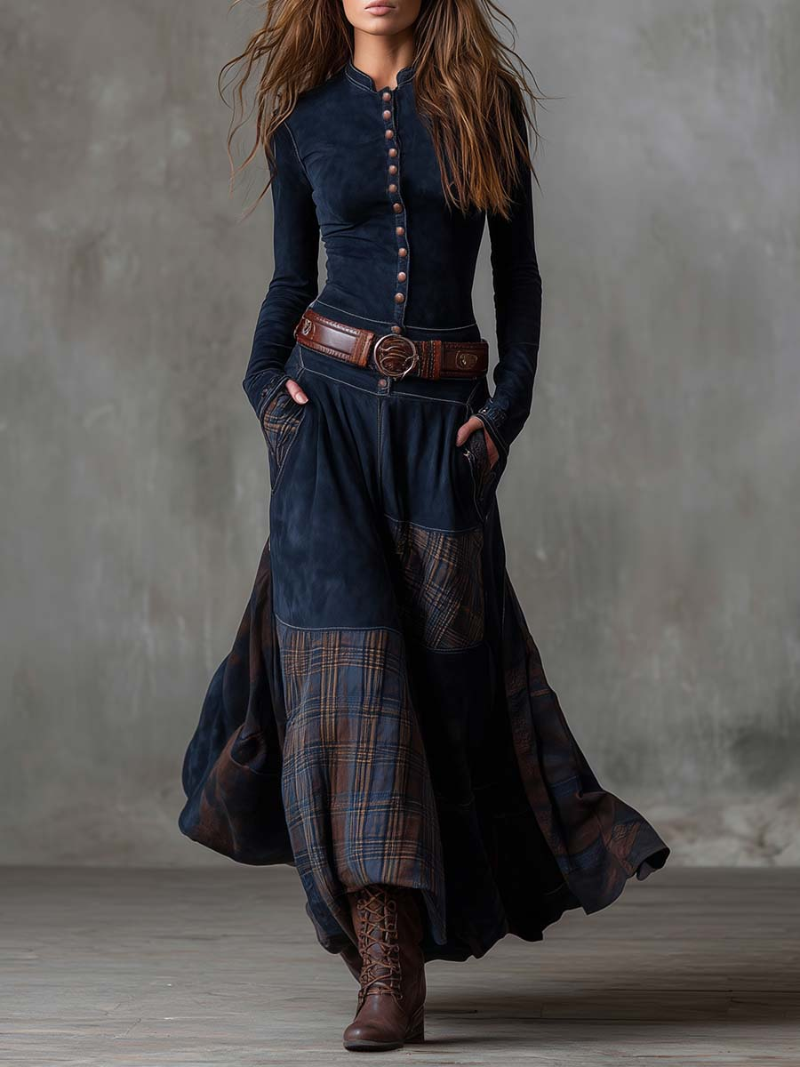 Elise | Maxi Dress in Eco-Friendly Suede with Belt