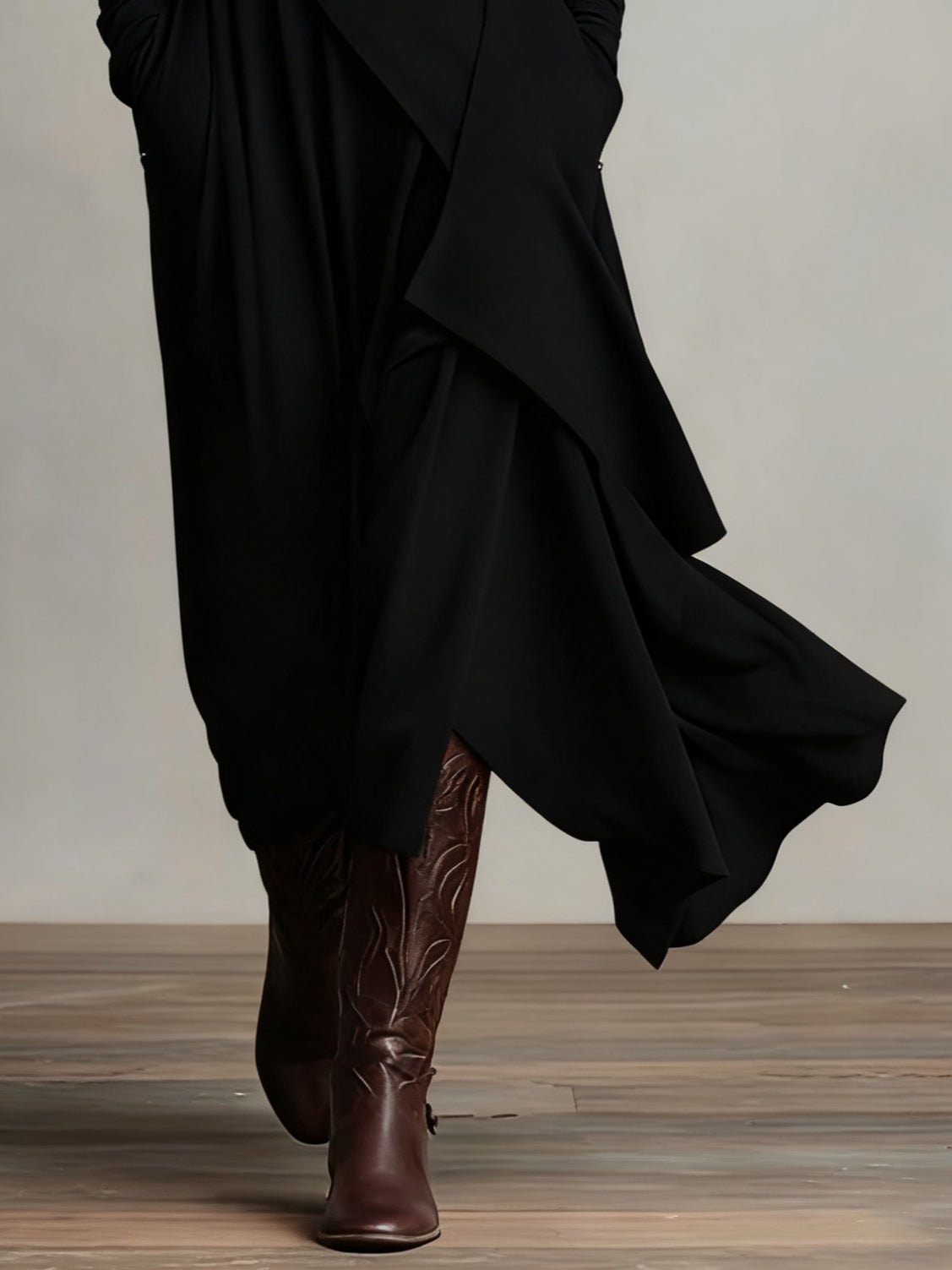 Giorgia™ - Asymmetrical Maxi Pleated Dress in Purple with High Neck (Necklace not included)