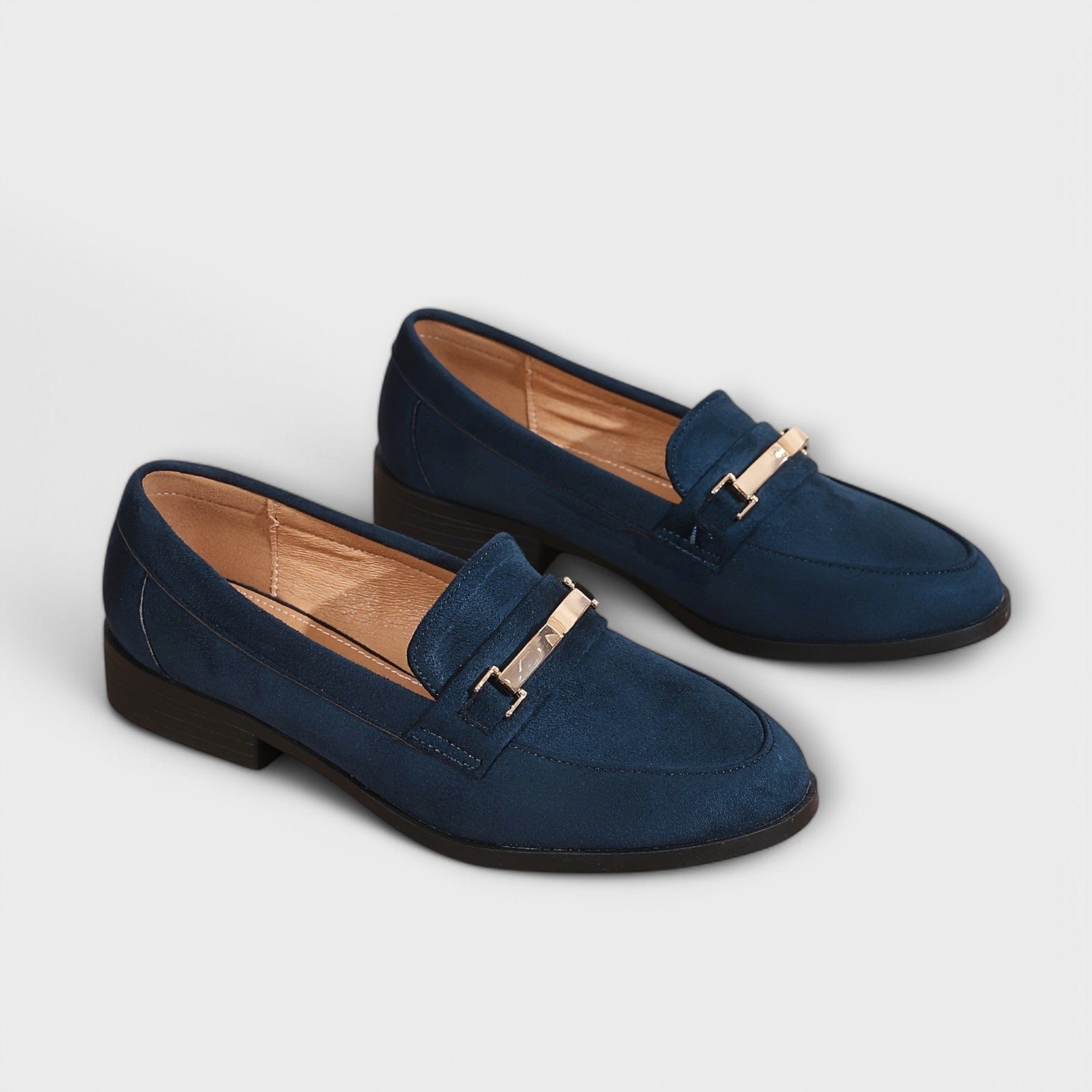 Imogen | Gold Chain Suede Loafers