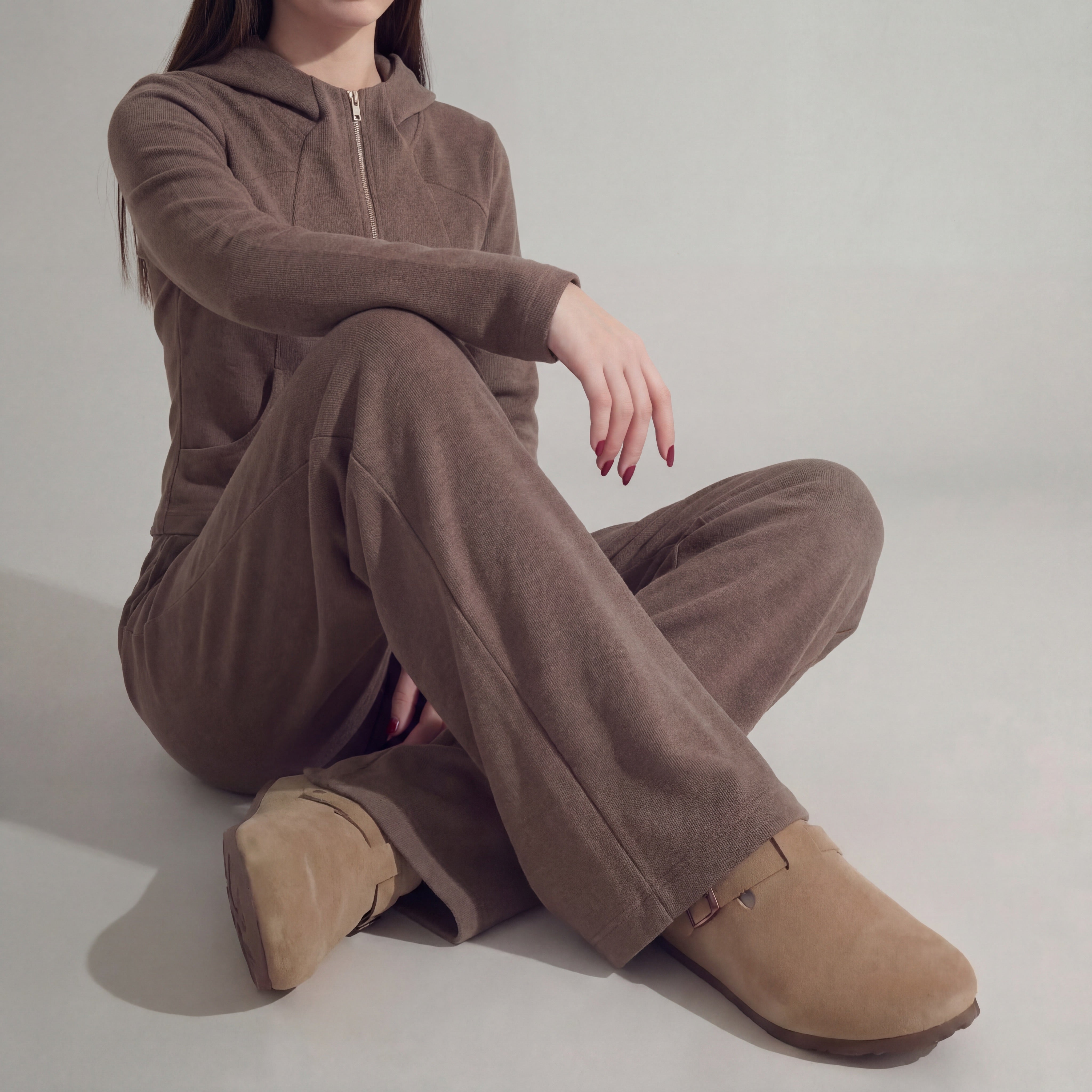 Brushed Knit Zip Hoodie & Pant Set