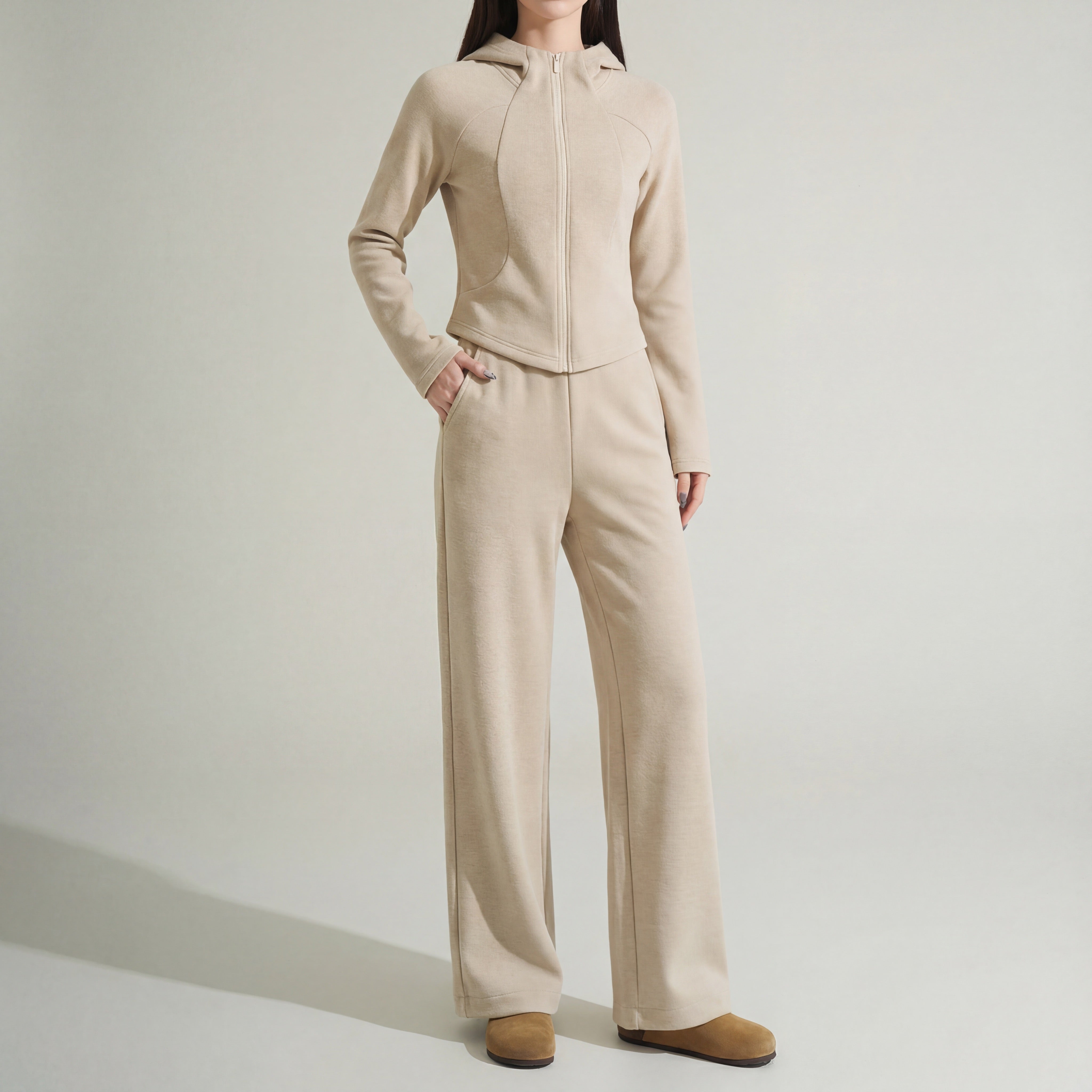 Brushed Knit Zip Hoodie & Pant Set