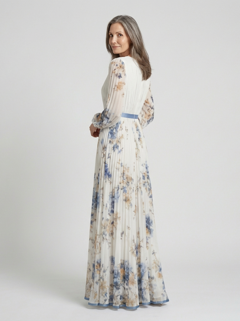 Hayes & Tate™ | Long Sleeve V Neck Floral Maxi Dress