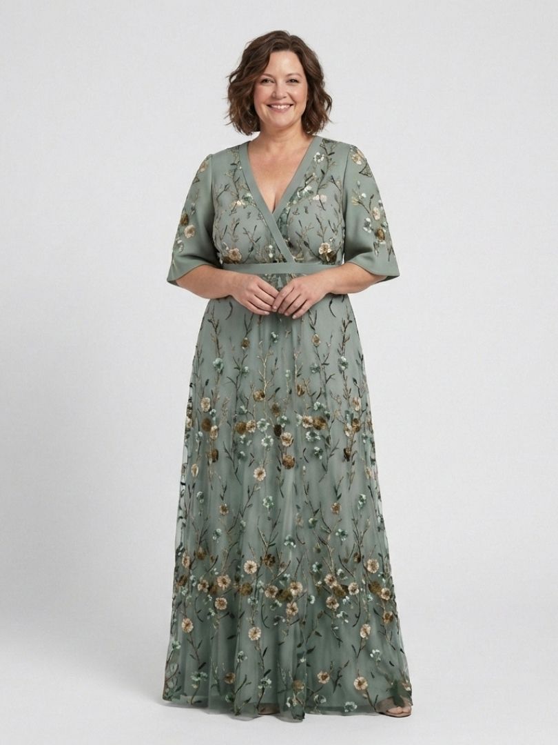 Hayes & Tate™ | Floral V Neck Short Sleeve Maxi Dress