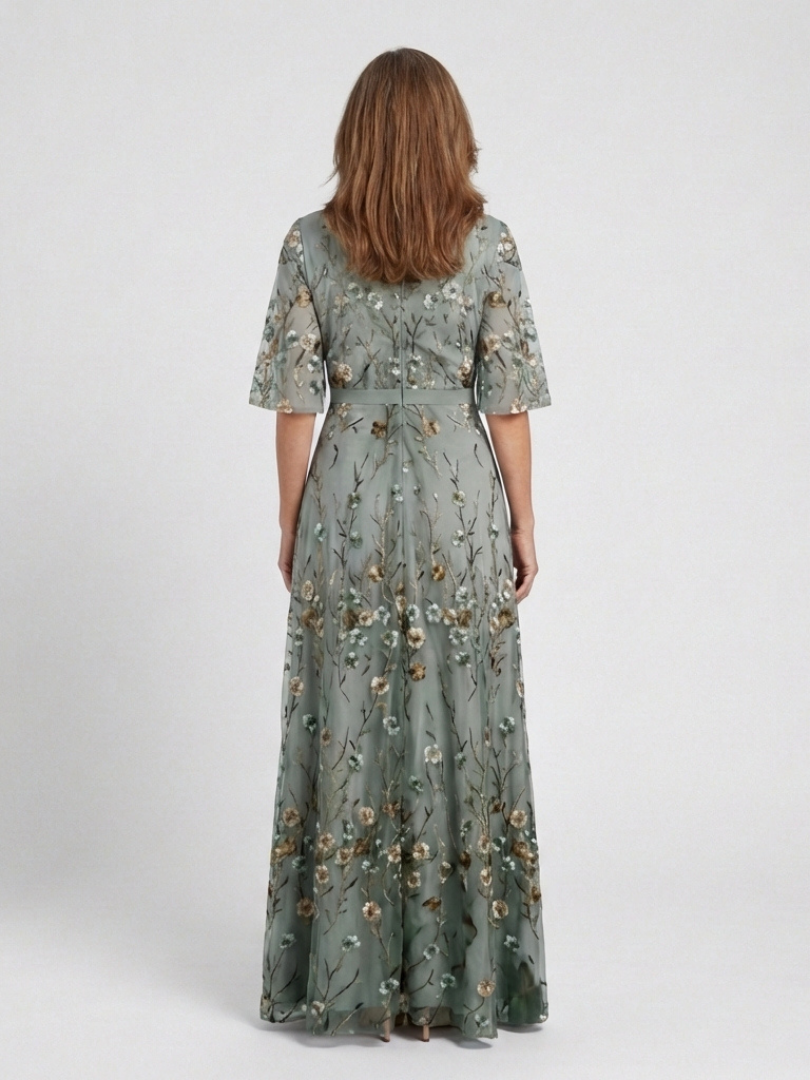 Hayes & Tate™ | Floral V Neck Short Sleeve Maxi Dress