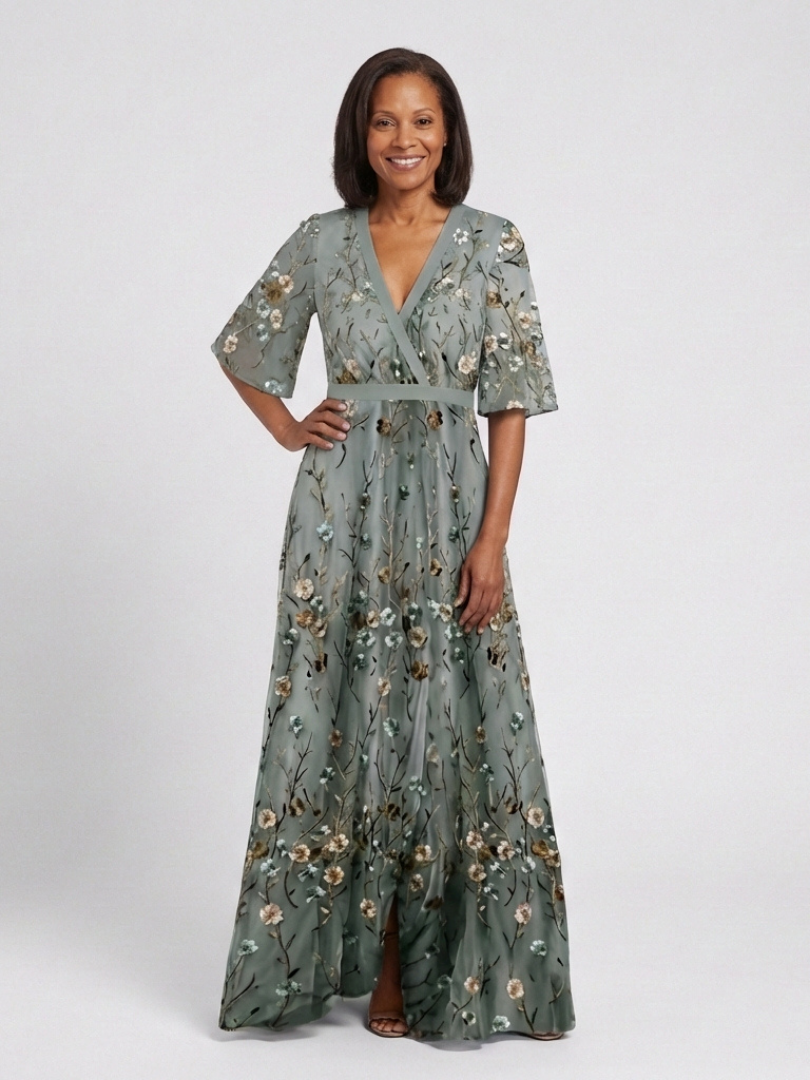 Hayes & Tate™ | Floral V Neck Short Sleeve Maxi Dress