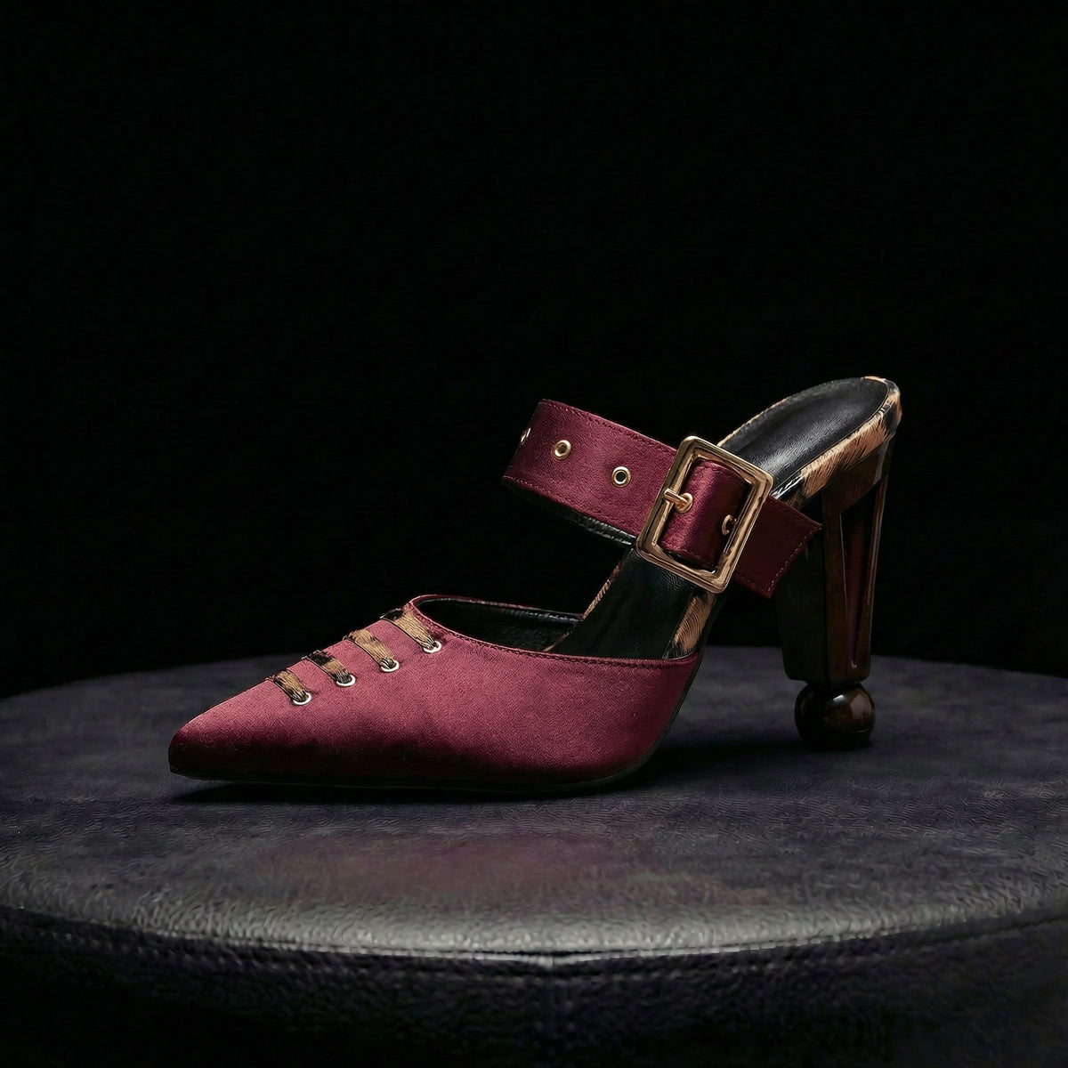 Serena Buckle Mule Heel