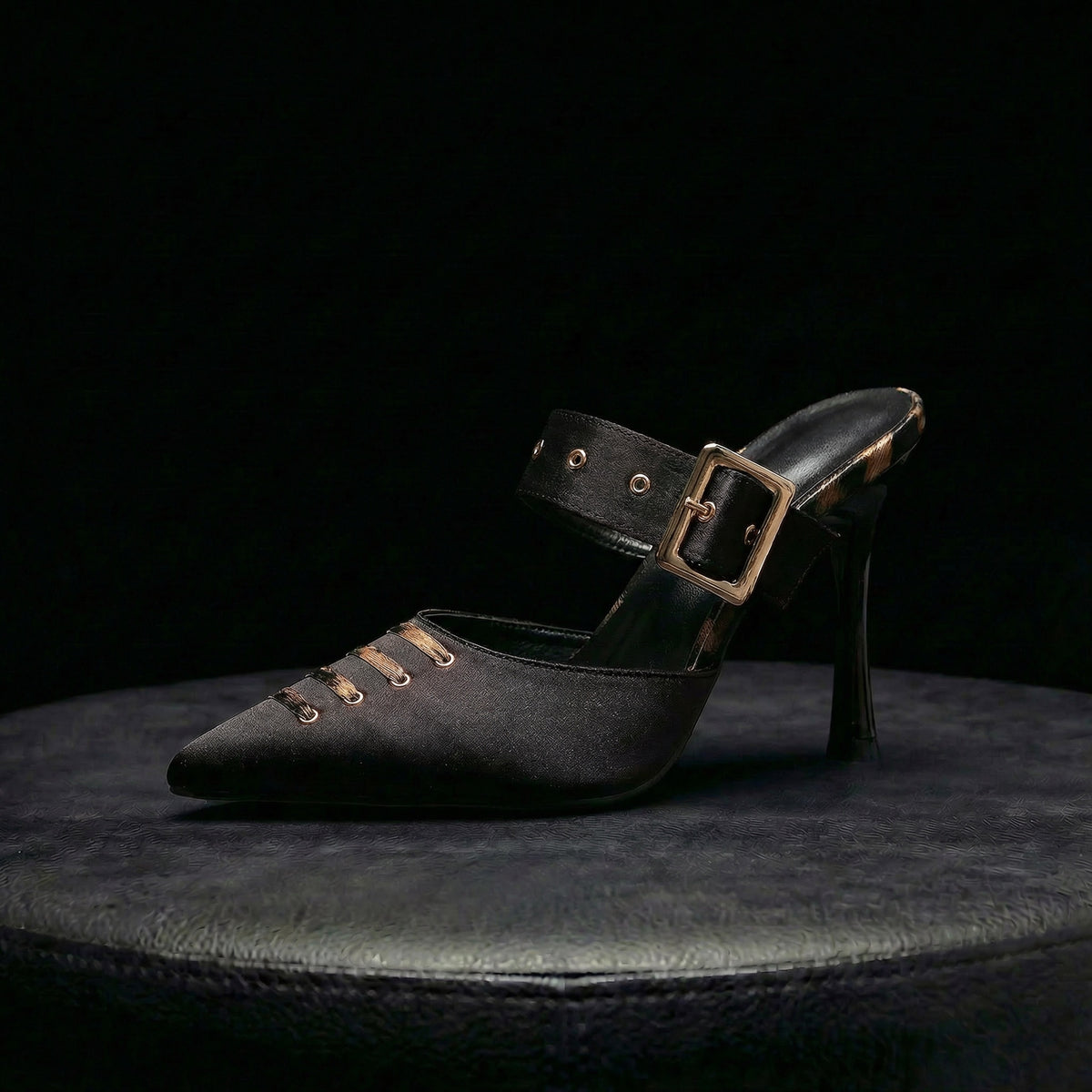 Serena Buckle Mule Heel