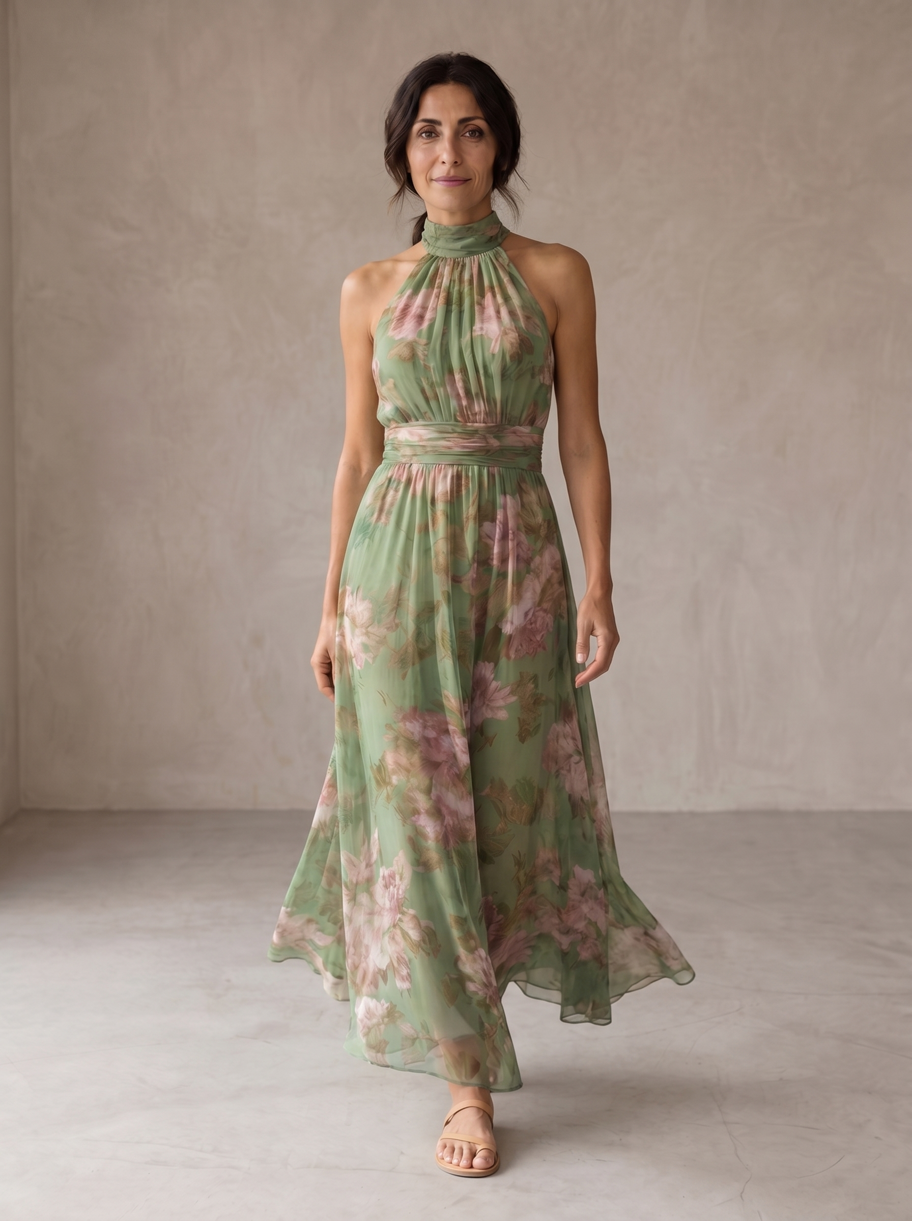 Sofia | Elegant Floral Maxi Halter Dress