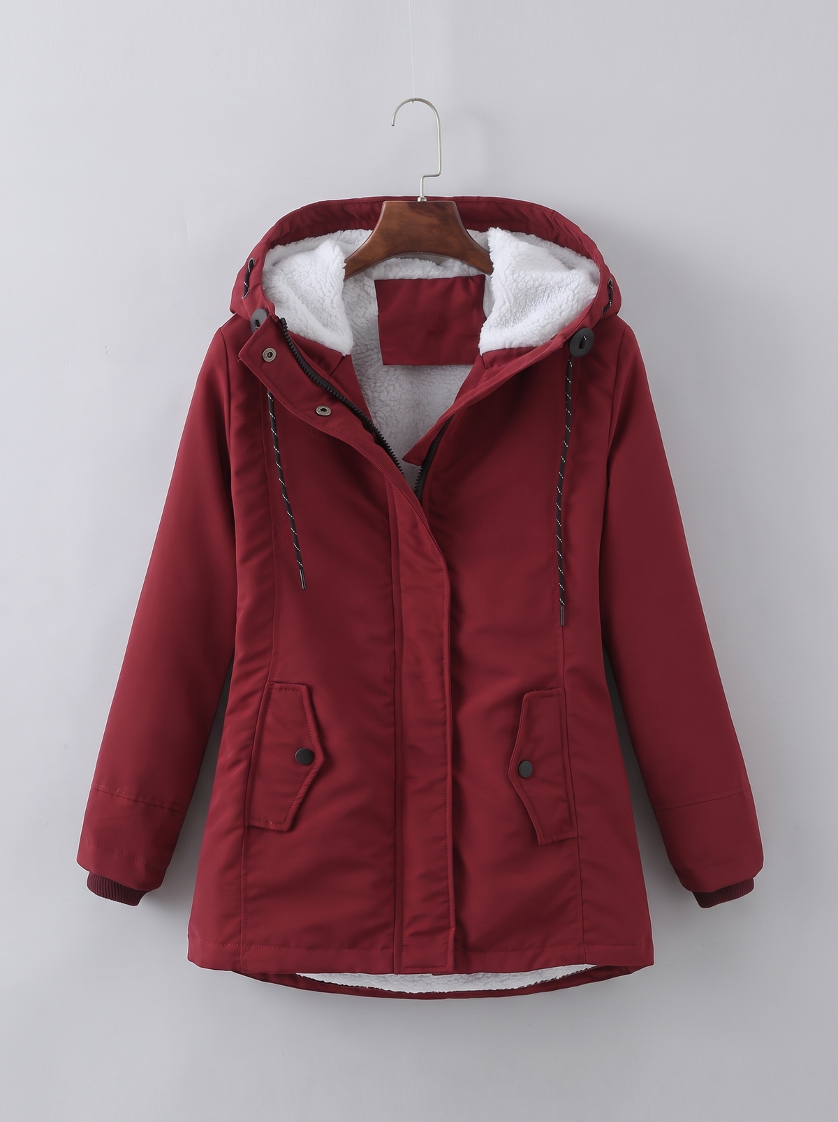 Marjorie Cozy Hooded Weatherproof Coat - Red