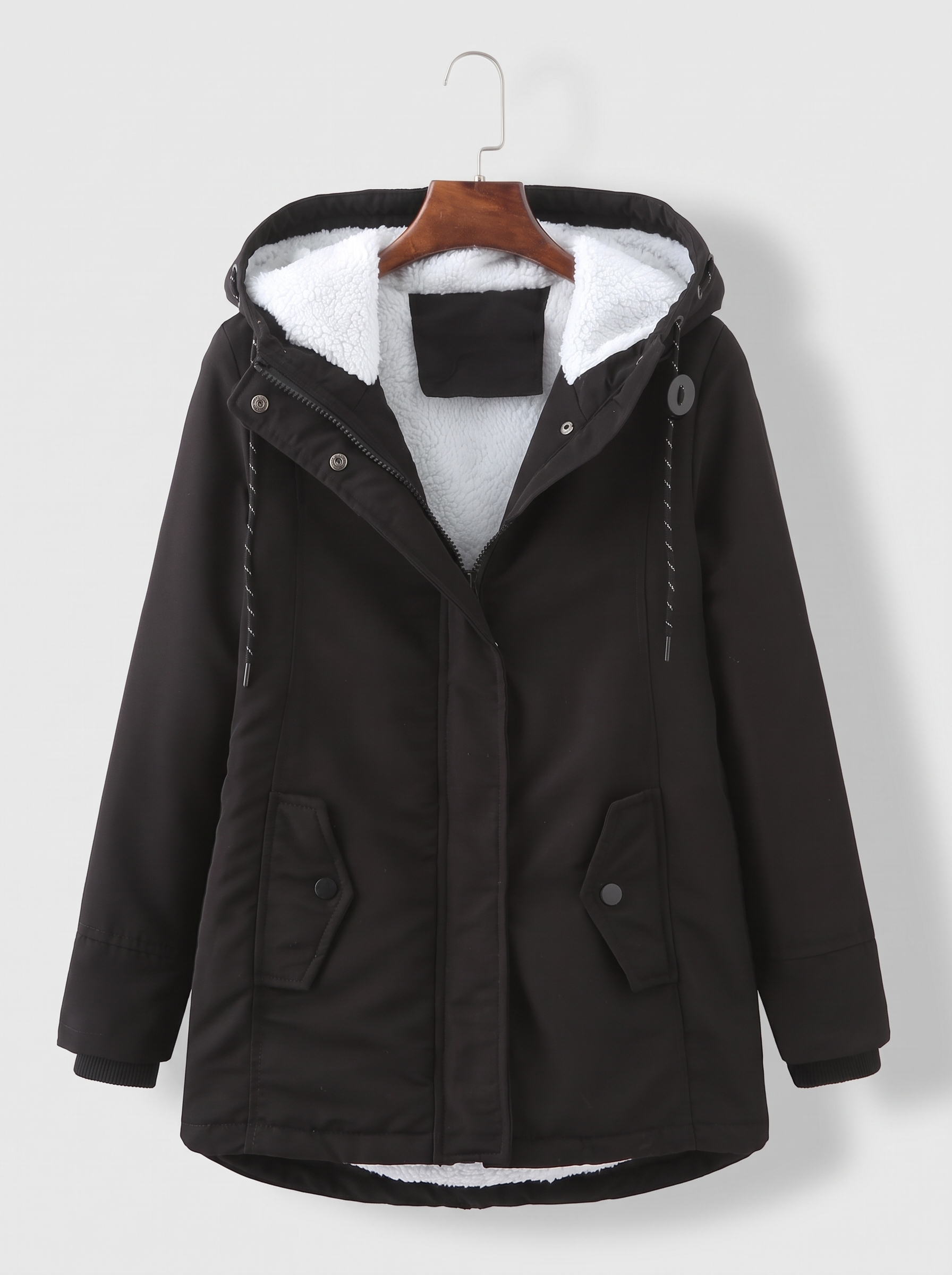 Marjorie Cozy Hooded Weatherproof Coat - Black