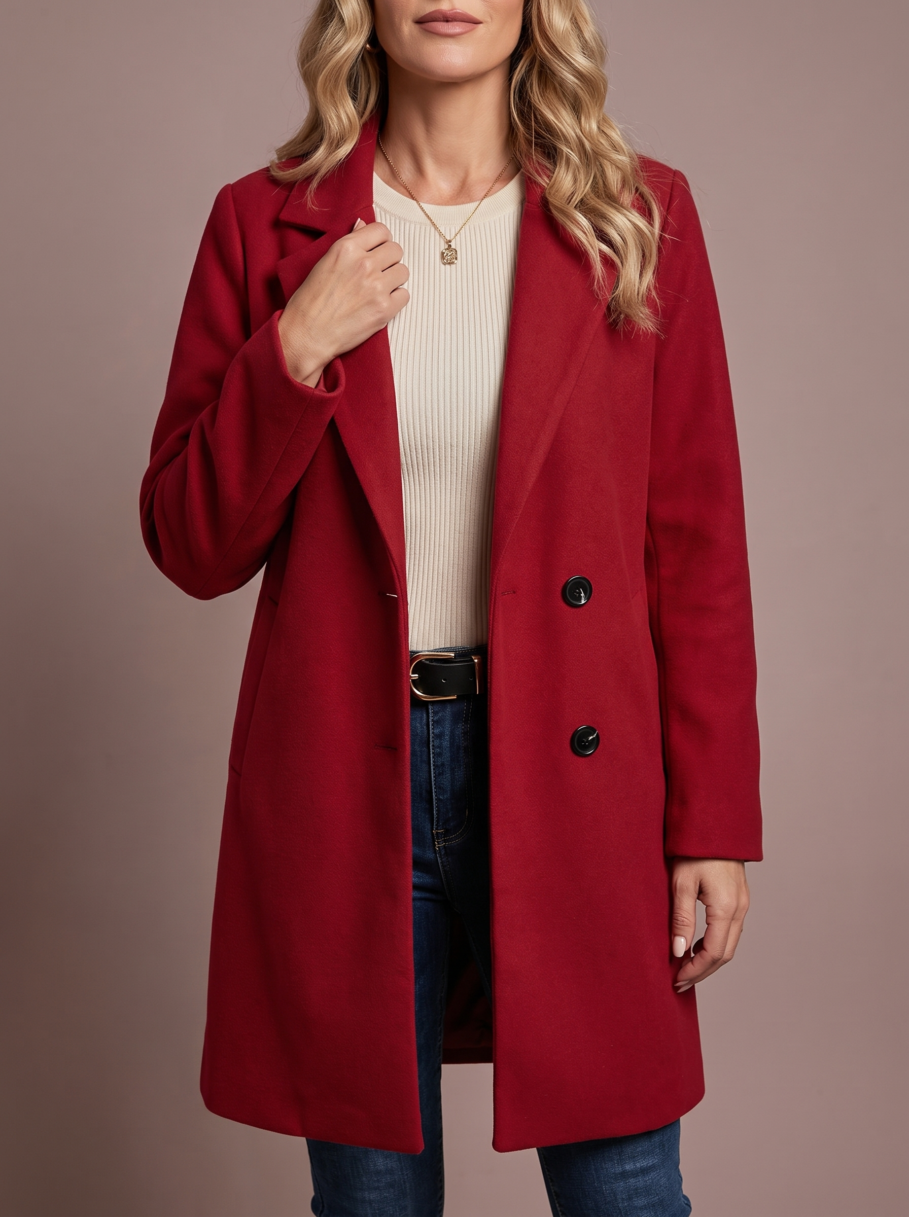 Adeline Elegant Coat - Burgundy