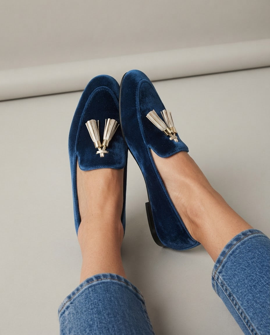 Vittoria Loafers — Blue Velvet
