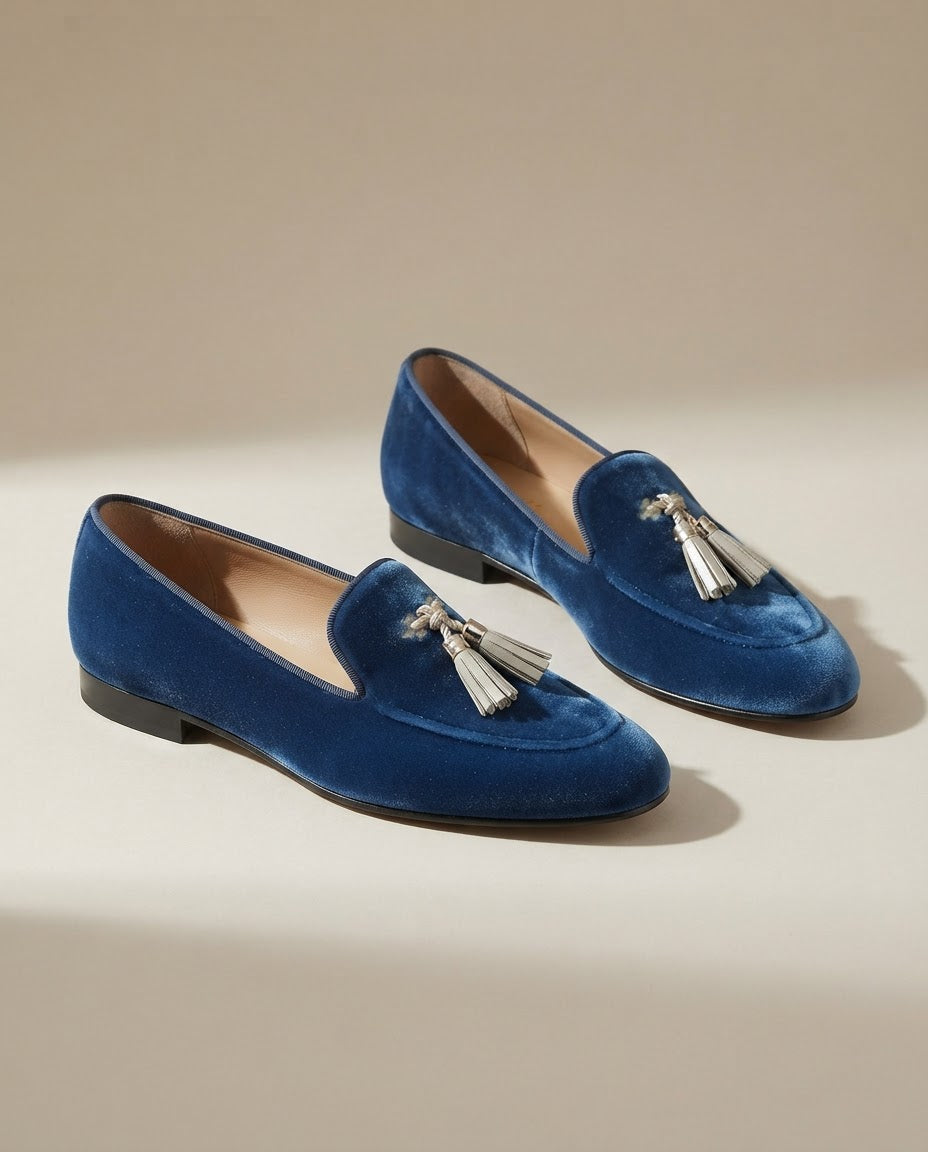 Vittoria Loafers — Blue Velvet