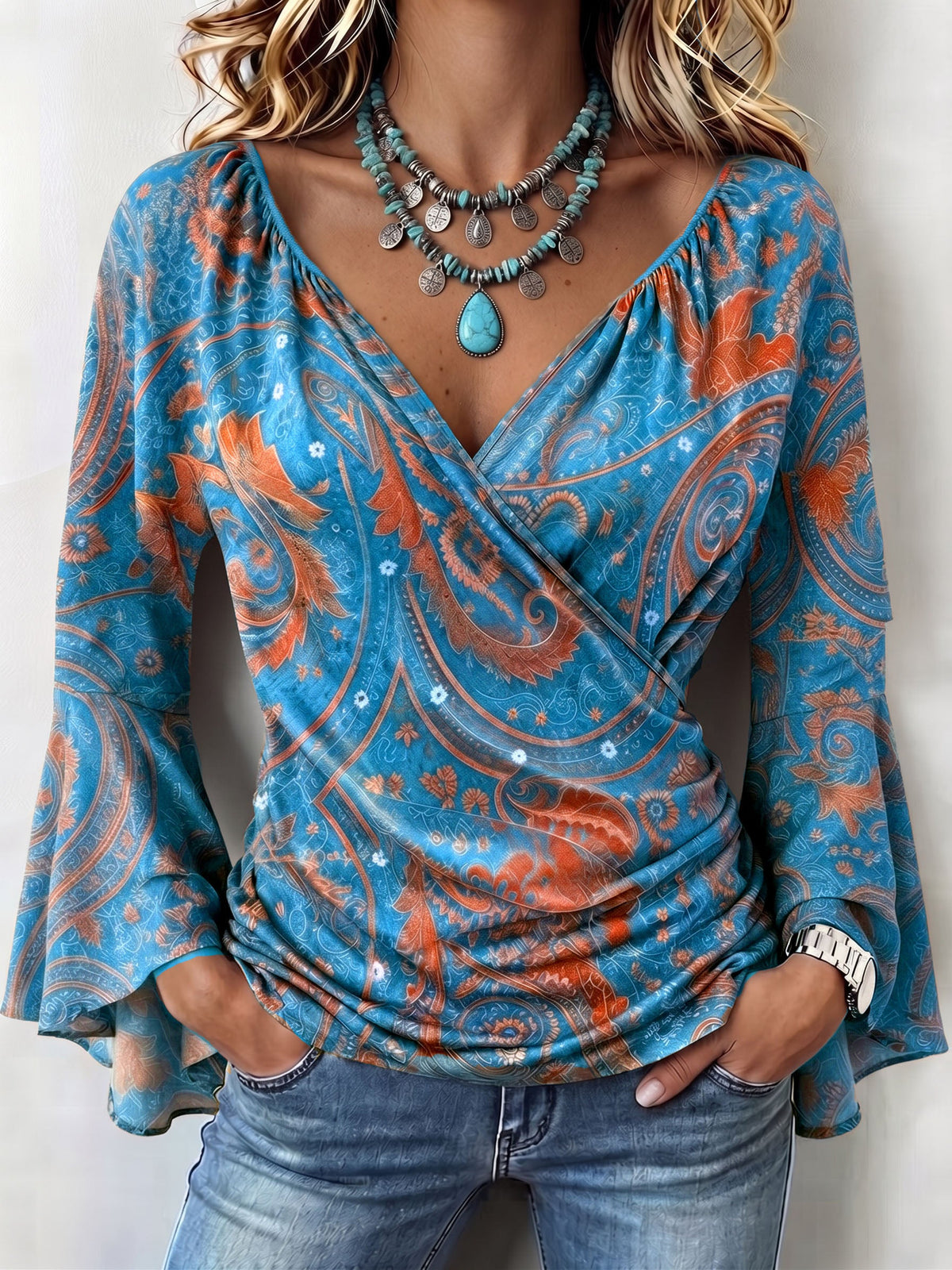 Ava | Bohemian Casual Bell Sleeves Blouse