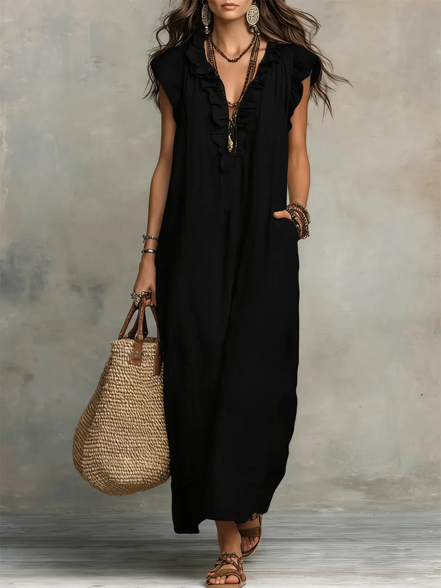 Evelyn | Bohemian Ruffle Maxi Dress