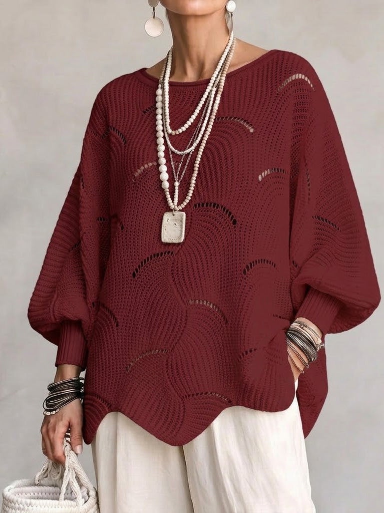 Mia | Wave Pattern Lantern Sleeve Top