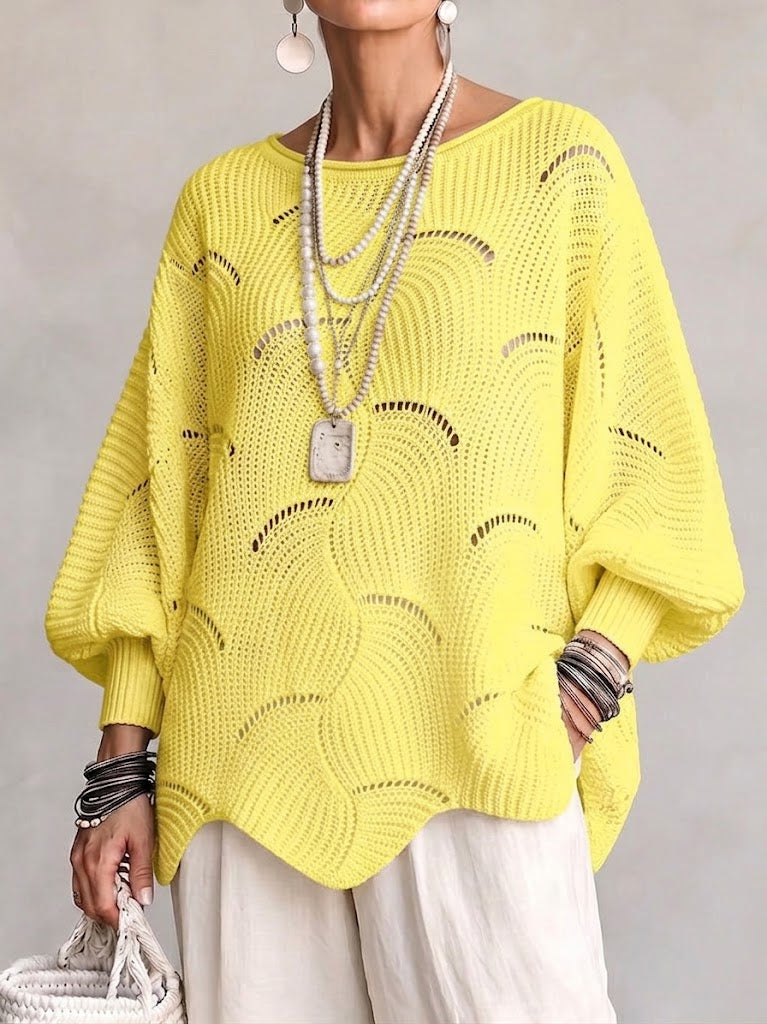 Mia | Wave Pattern Lantern Sleeve Top