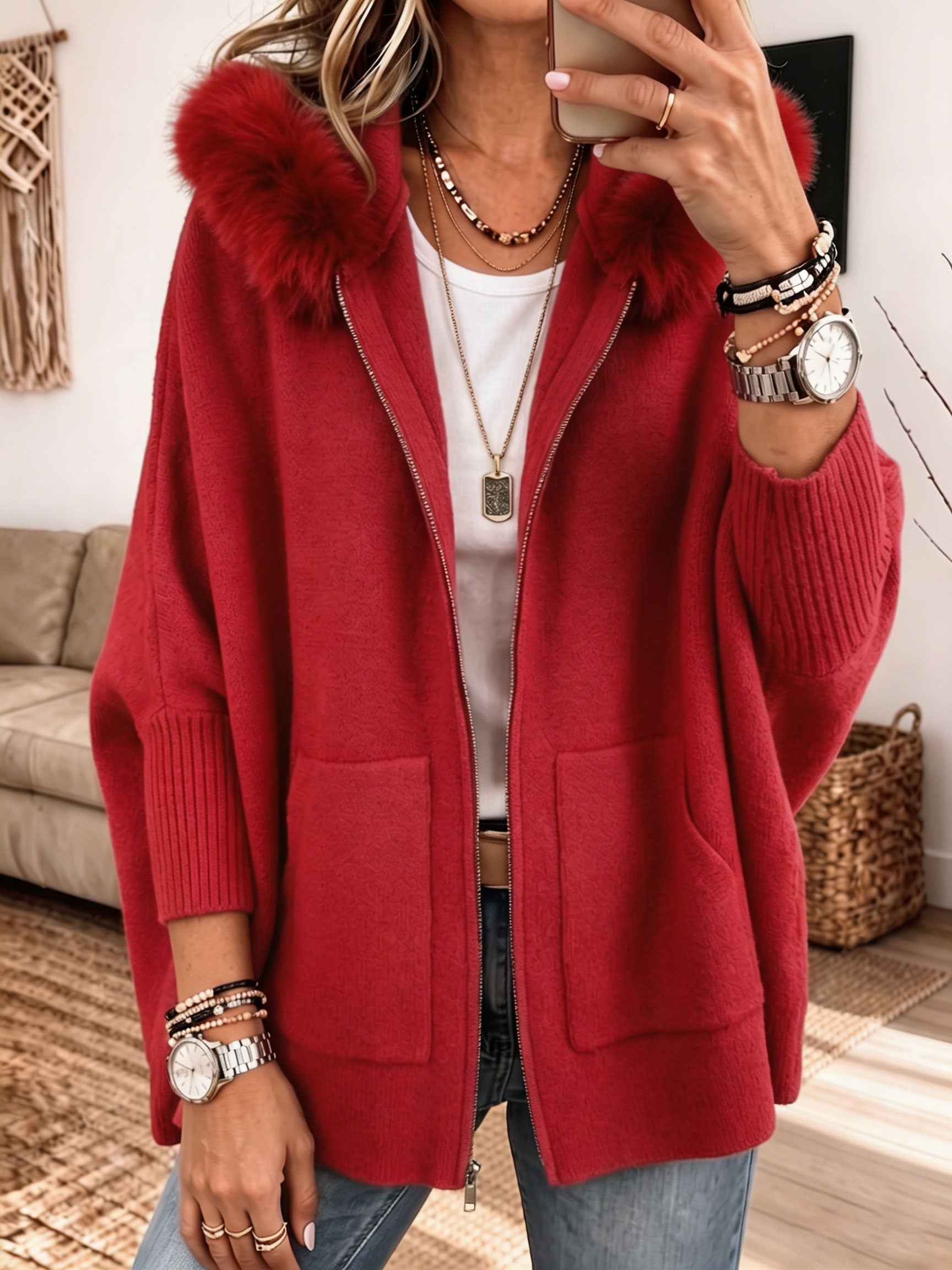 P|H - Cozy Hooded Knit Cardigan Sandra